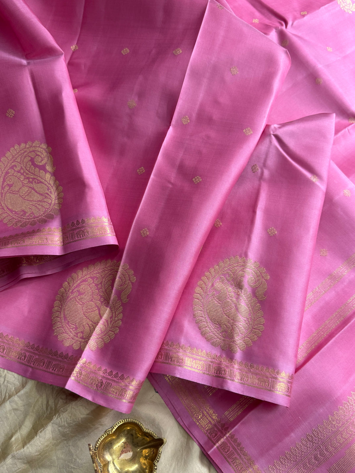 Lotus pink with adai border beetu Butta pure zari/kanjipuram silk saree clsa 11416