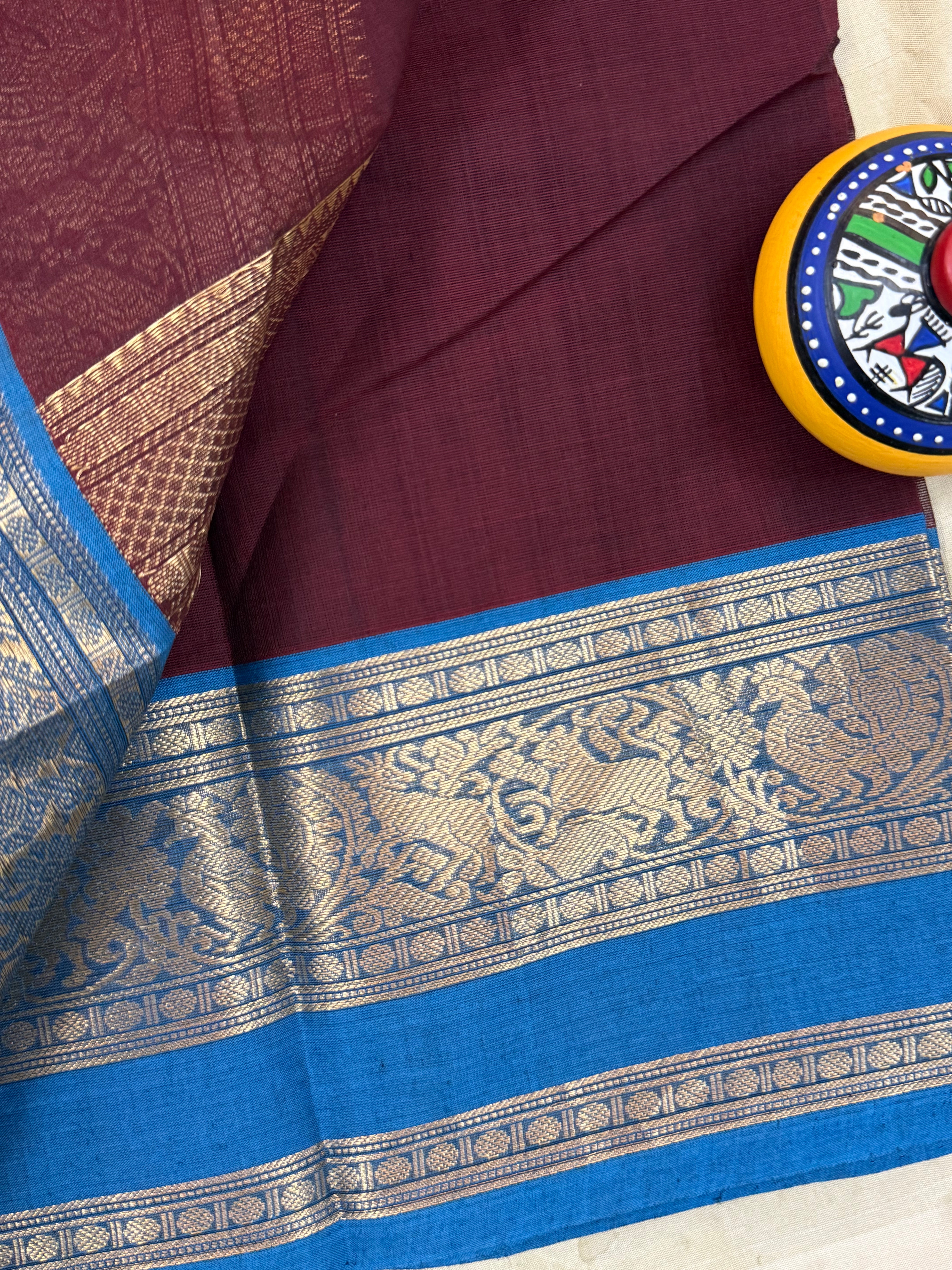Araku and blue unique pallu/ Kanchi Cotton