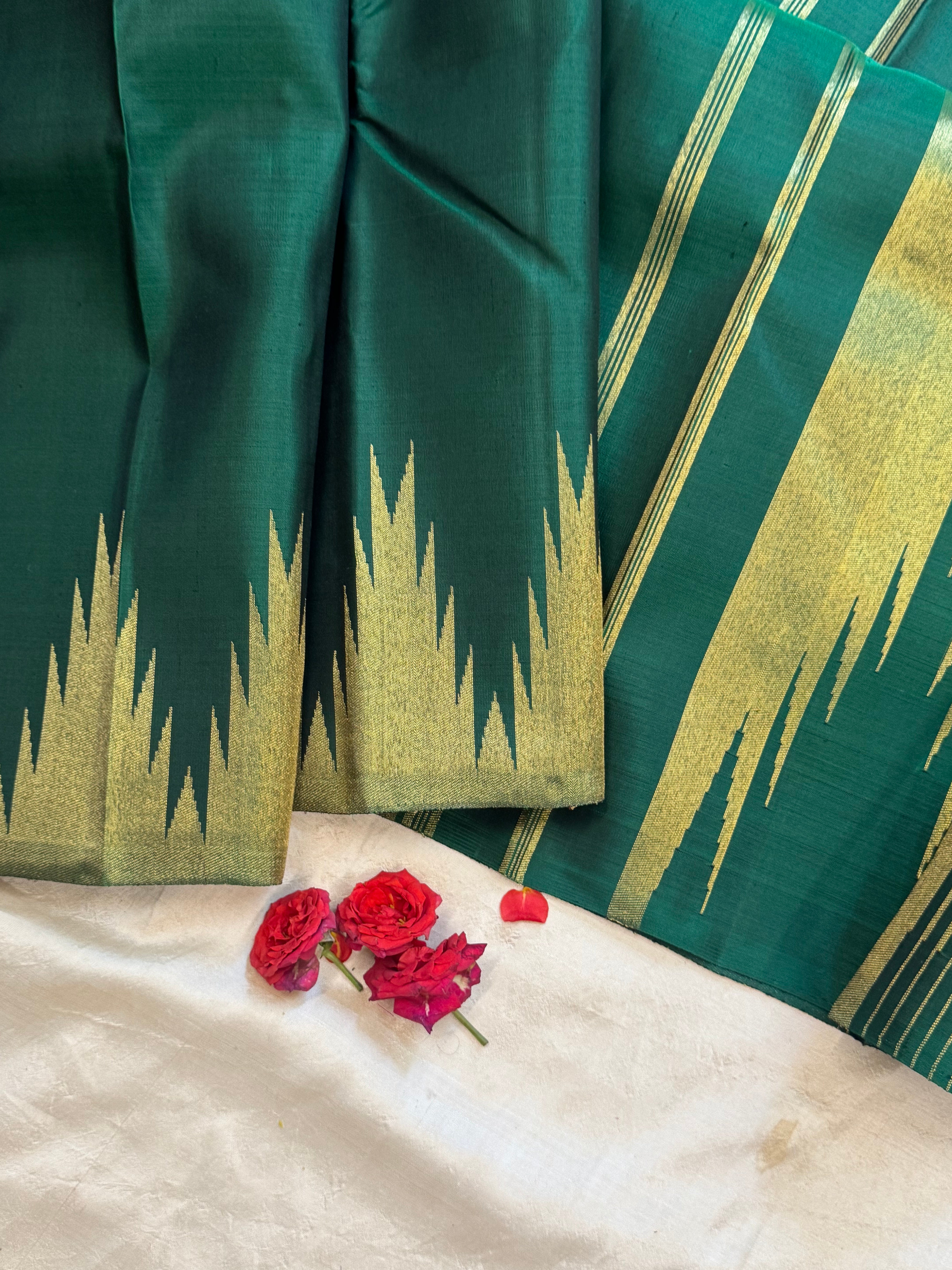 8 kol dark green - kanjipuram silk