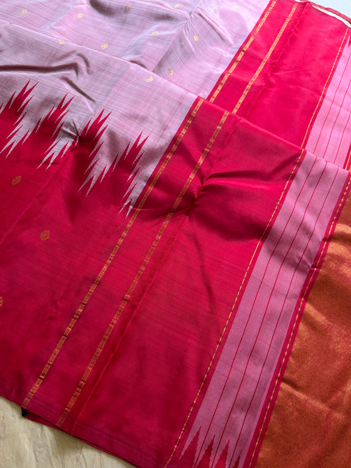 Thribhuvanam Korvai saree pink