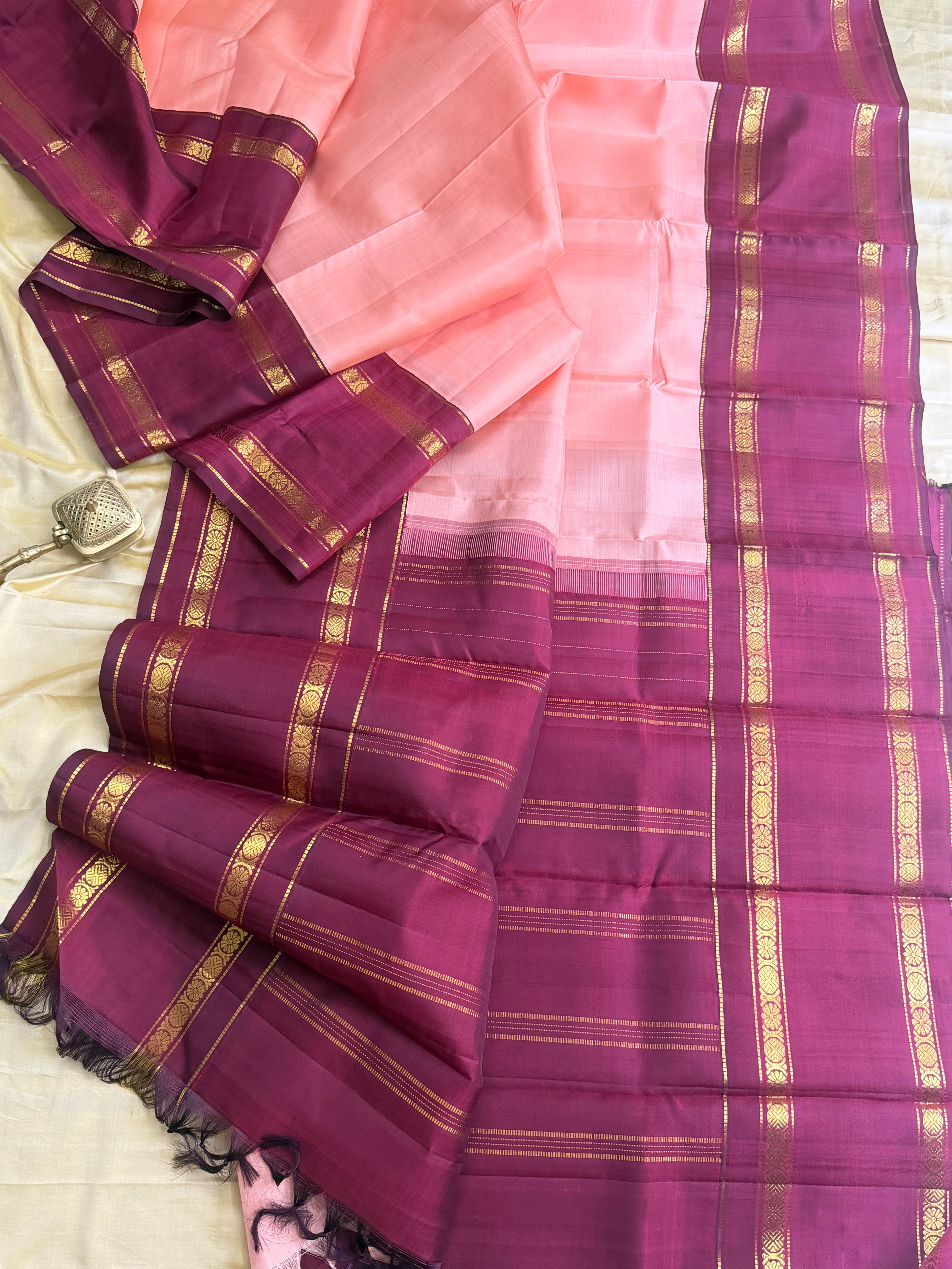 Peach Kai Korvai / Arani silk