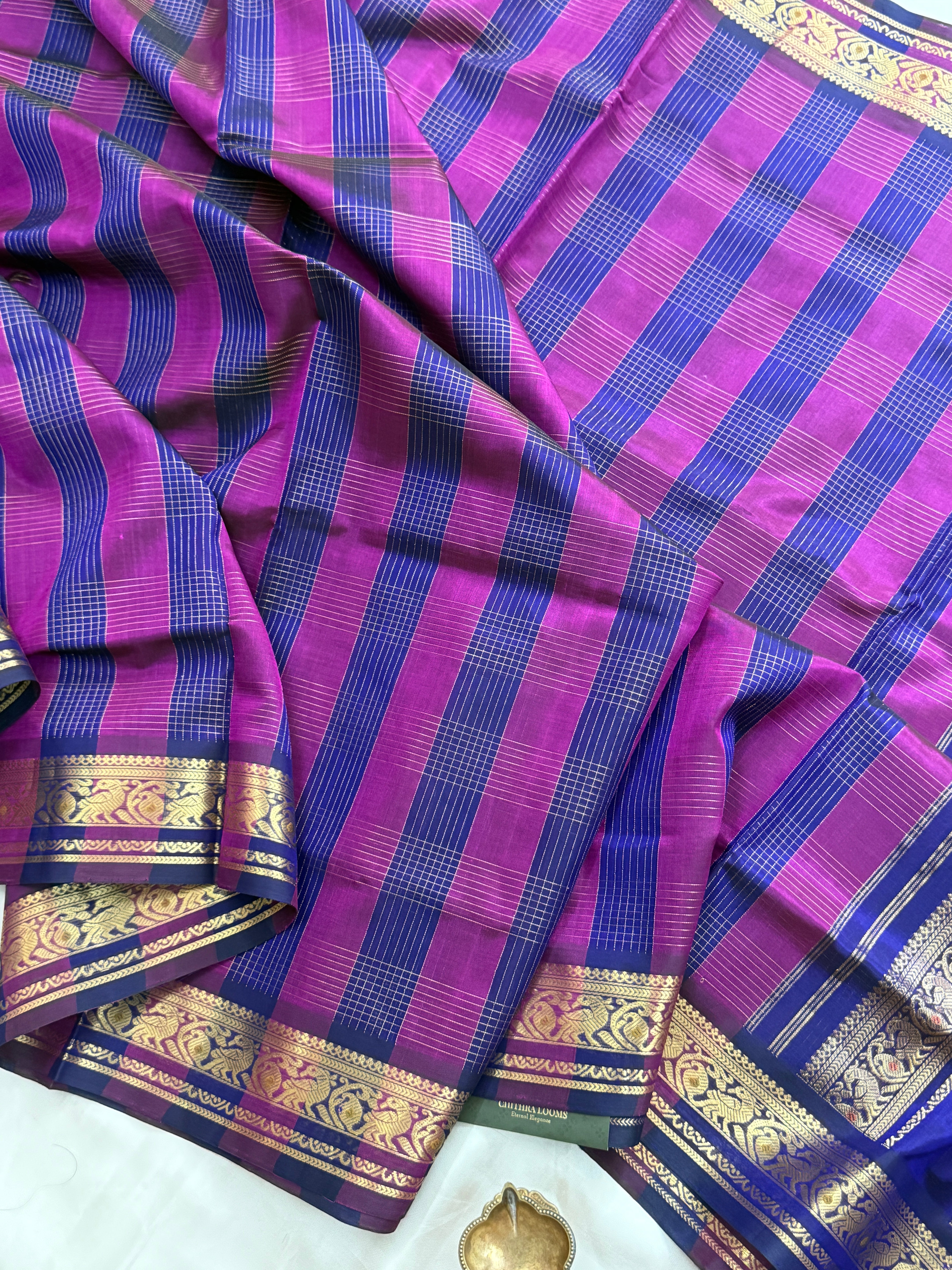 Magenta with purple checks silk cotton/ kanjipuram CLSA11490