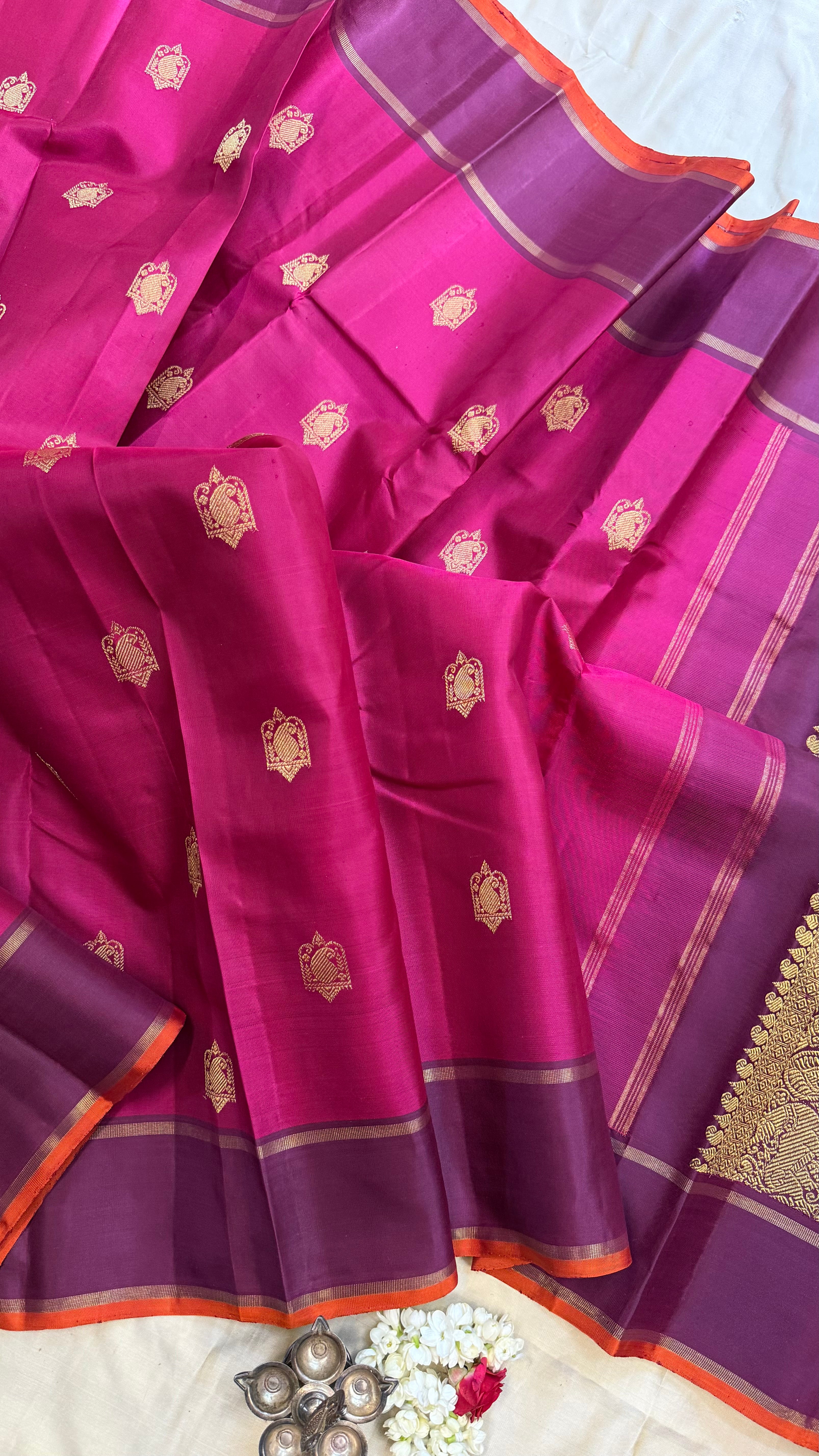 Pink and purple / kanjipuram silk