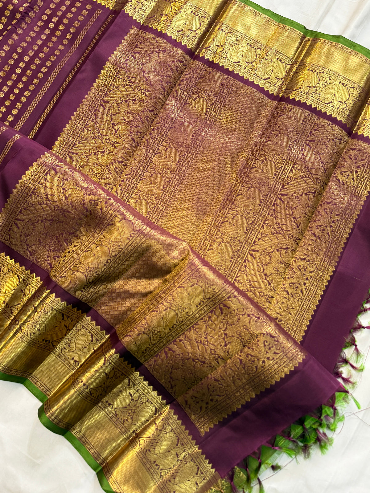 Pakku Annam chakkaram Zari butta body with getti border/CLSA11680