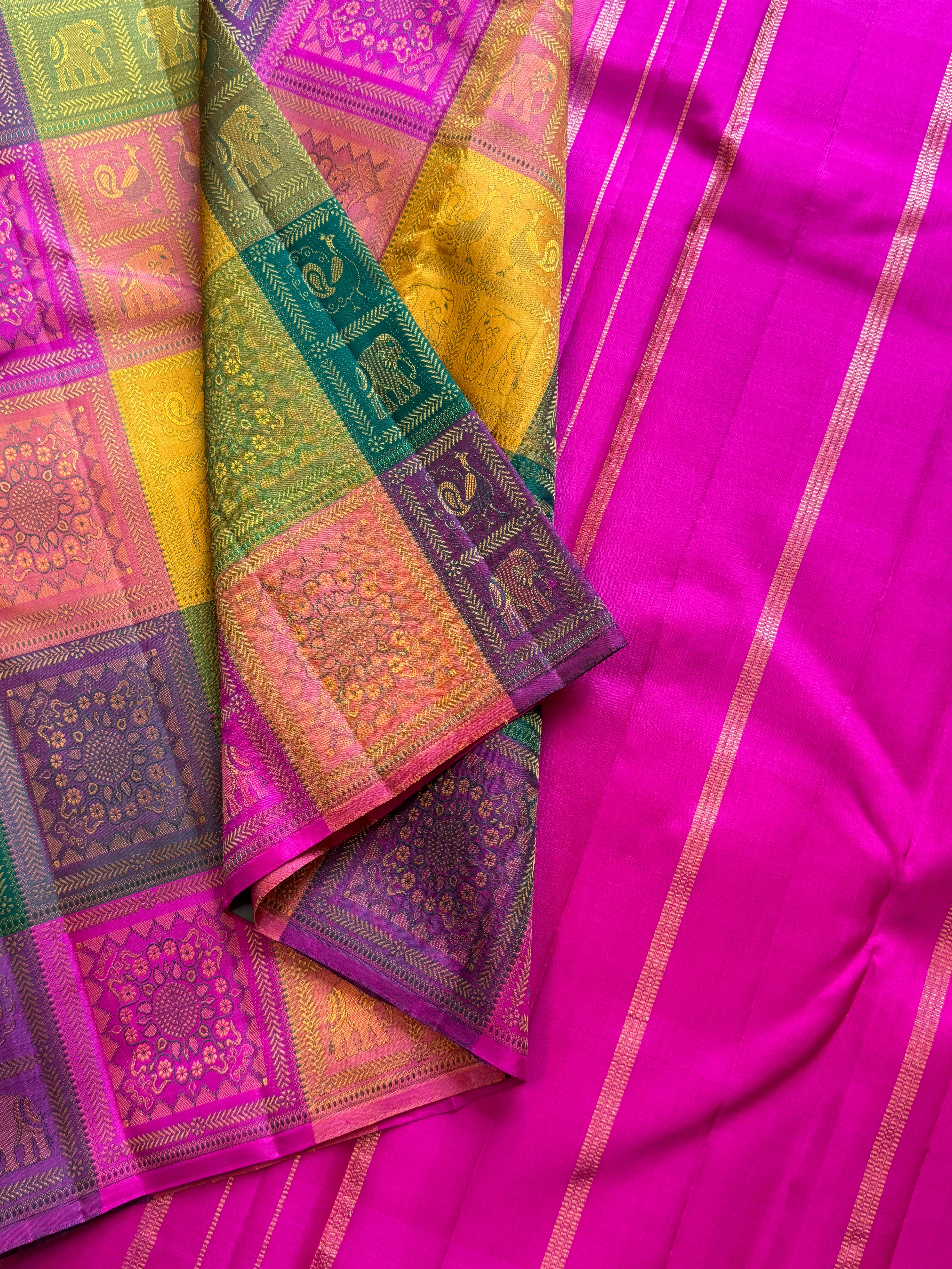 Nithya:retta naada Bomkai inspired kanjipuram silk