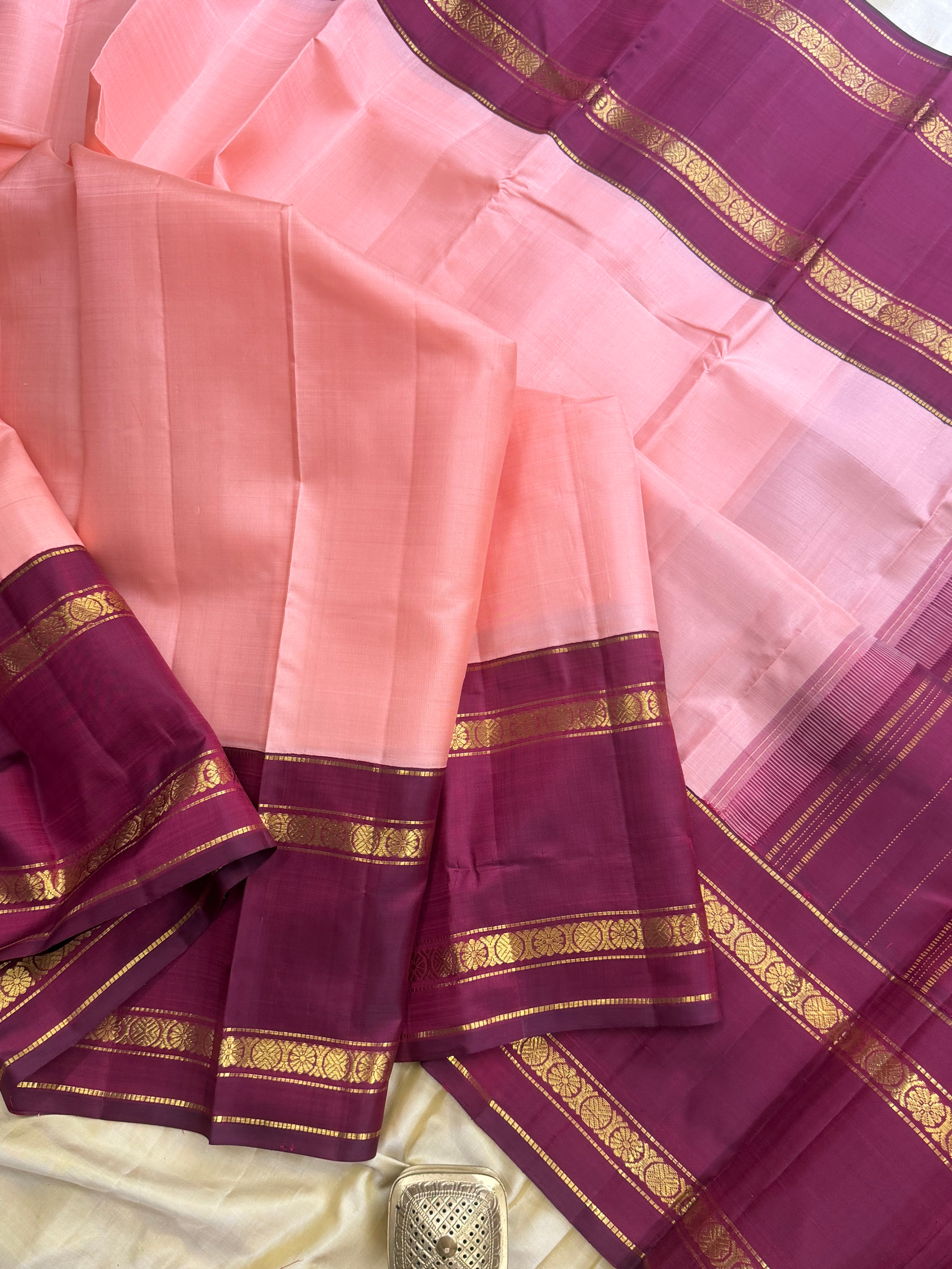 Peach Kai Korvai / Arani silk