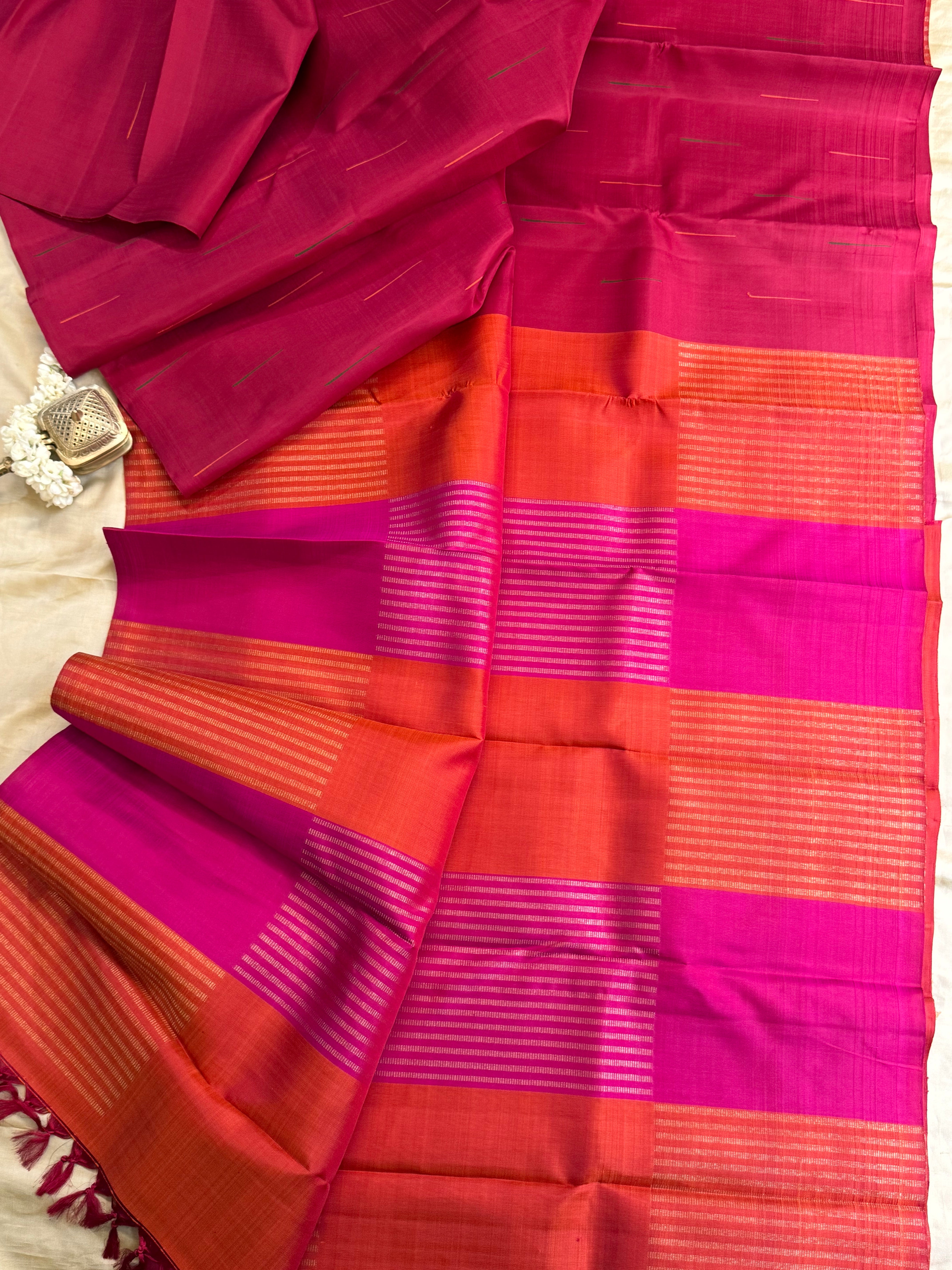Pink malli moggu unique pallu/ Kanjipuram silk
