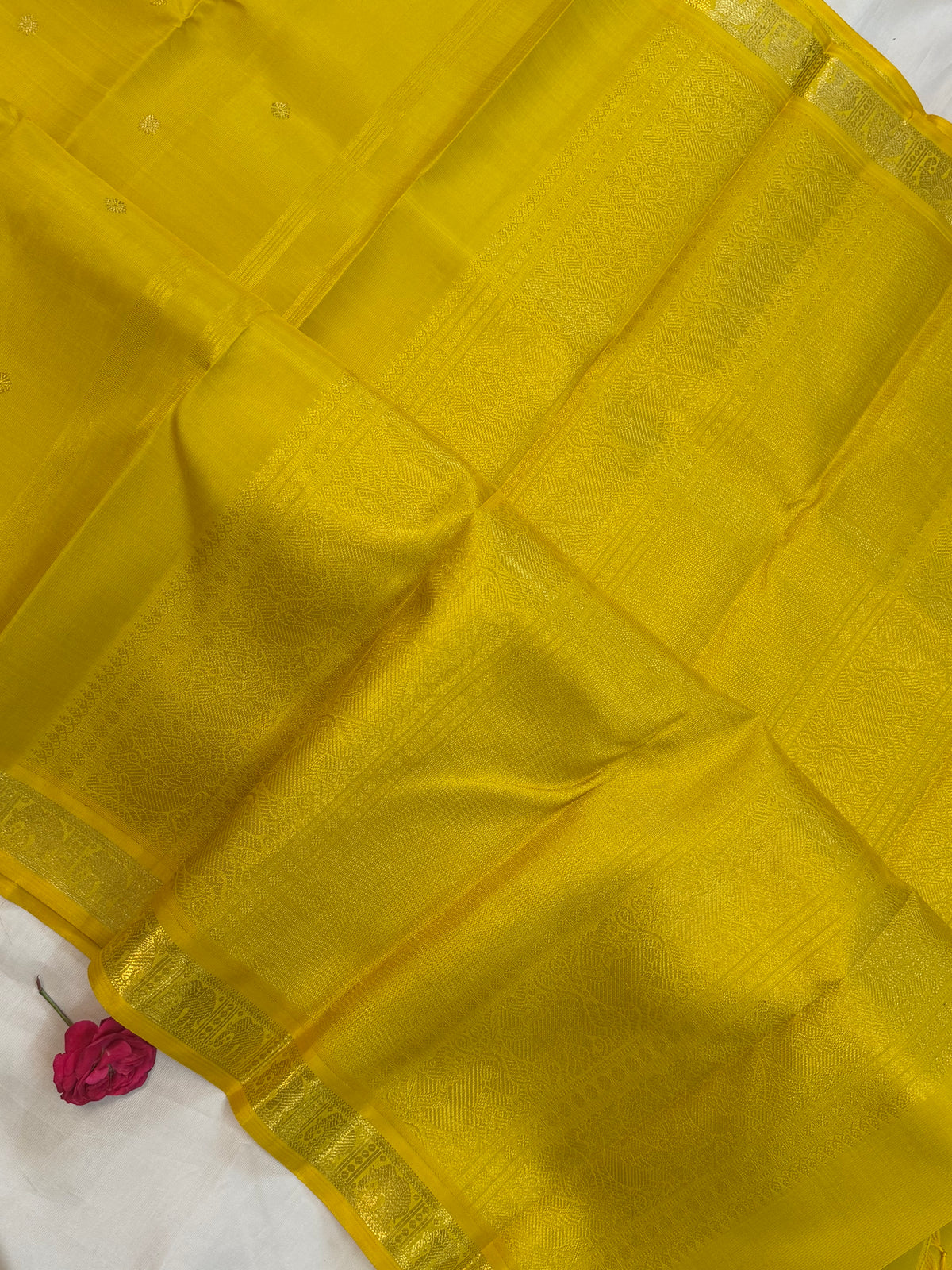 Yellow - Day 1 Navarthri colour pure Zari Kanjipuram silk / Sampanga small pet