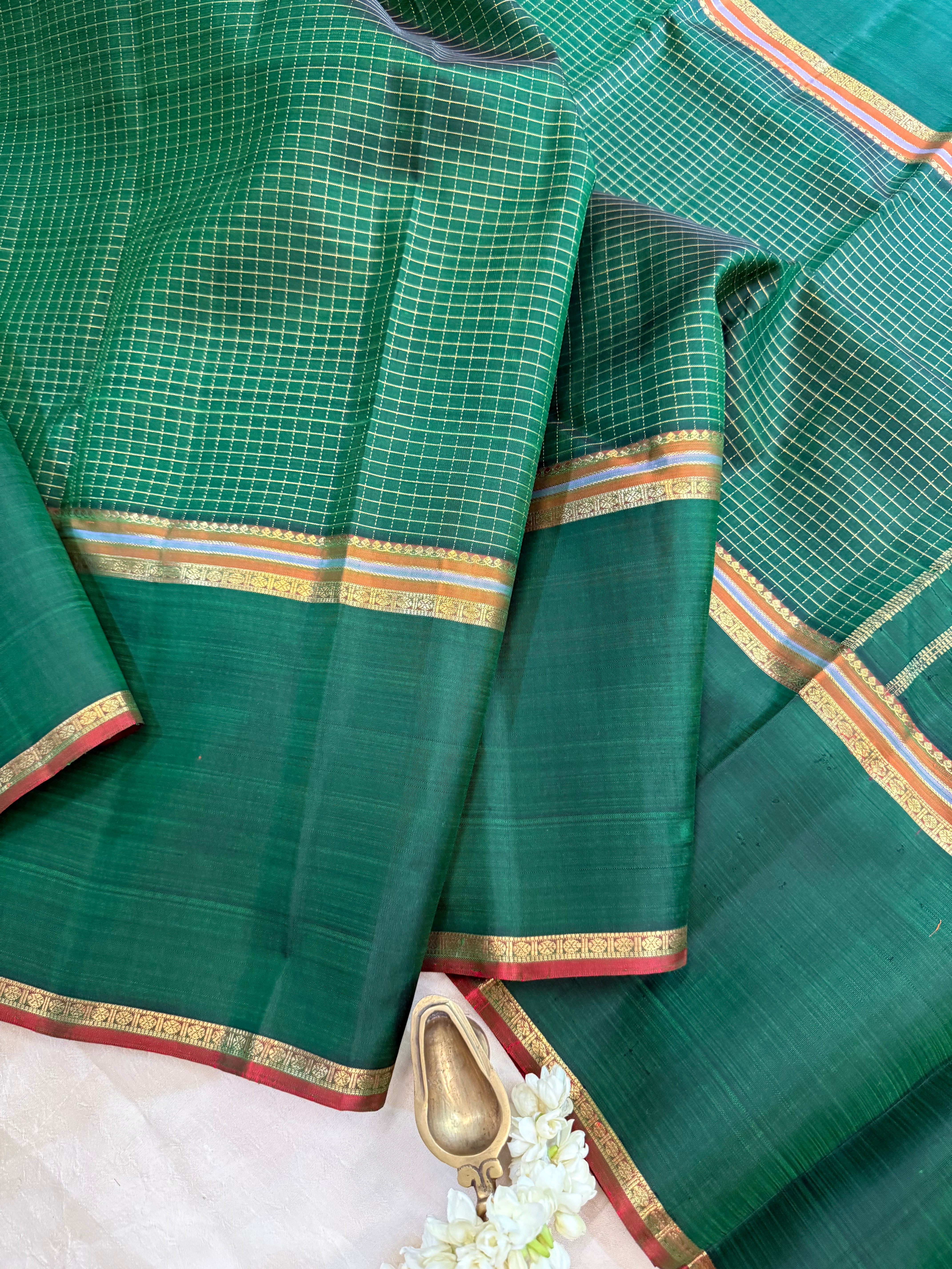 Vintage long border Zari Kattam / Kanjipuram silk