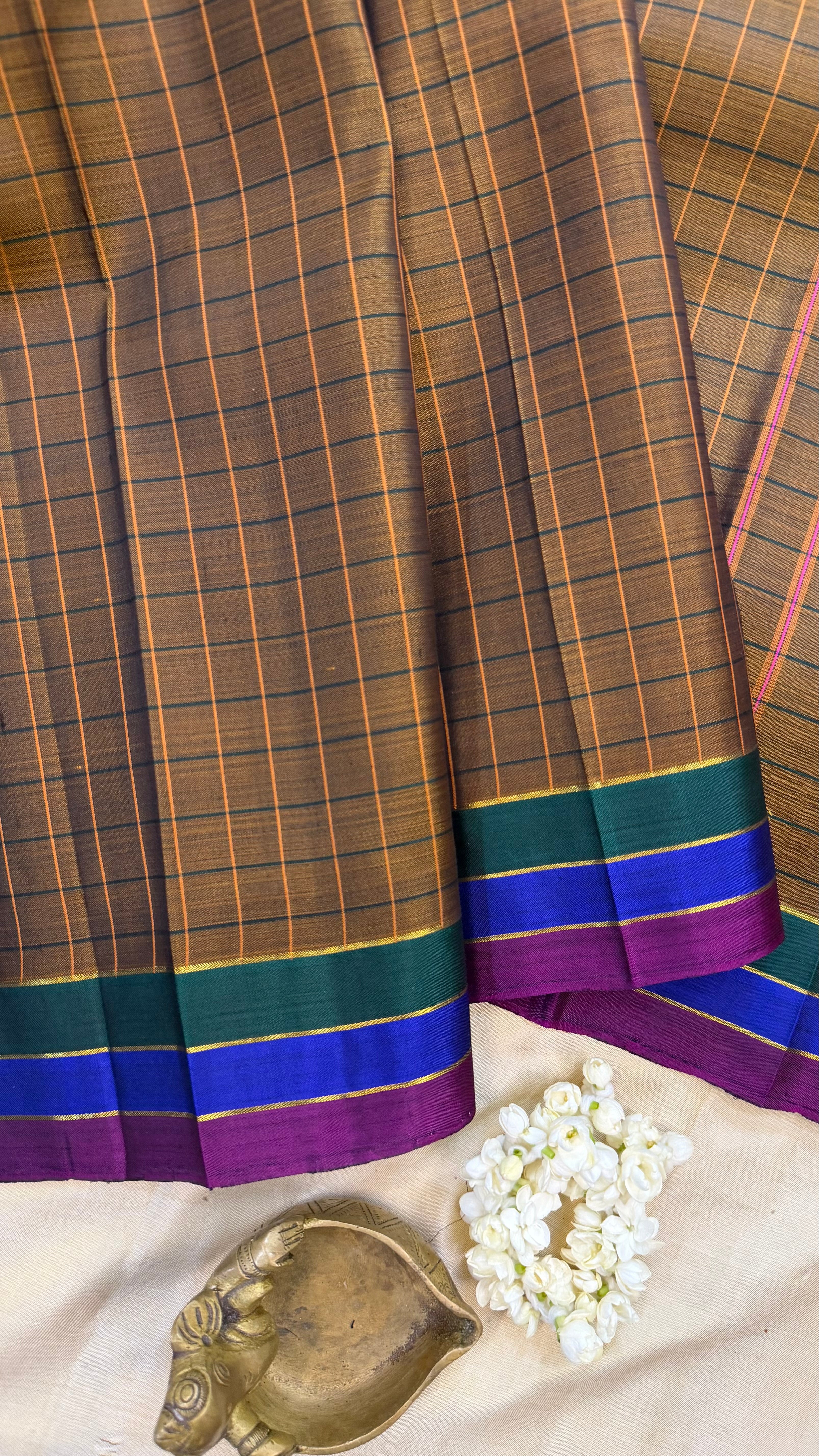 Brown thread work / Arani silk