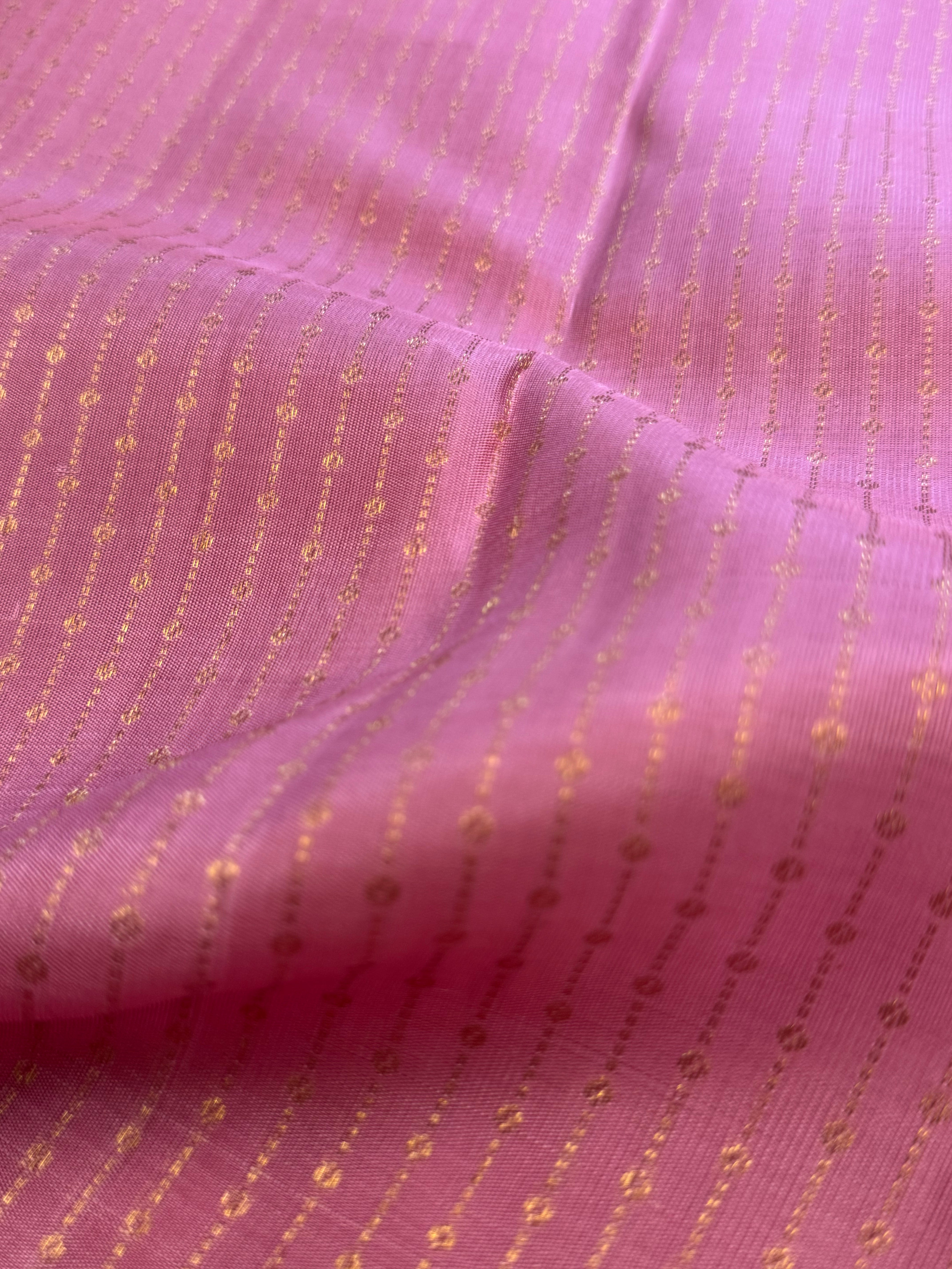 Pink thodar zari stripes/ Kanjipuram blouse fabric (per metre)