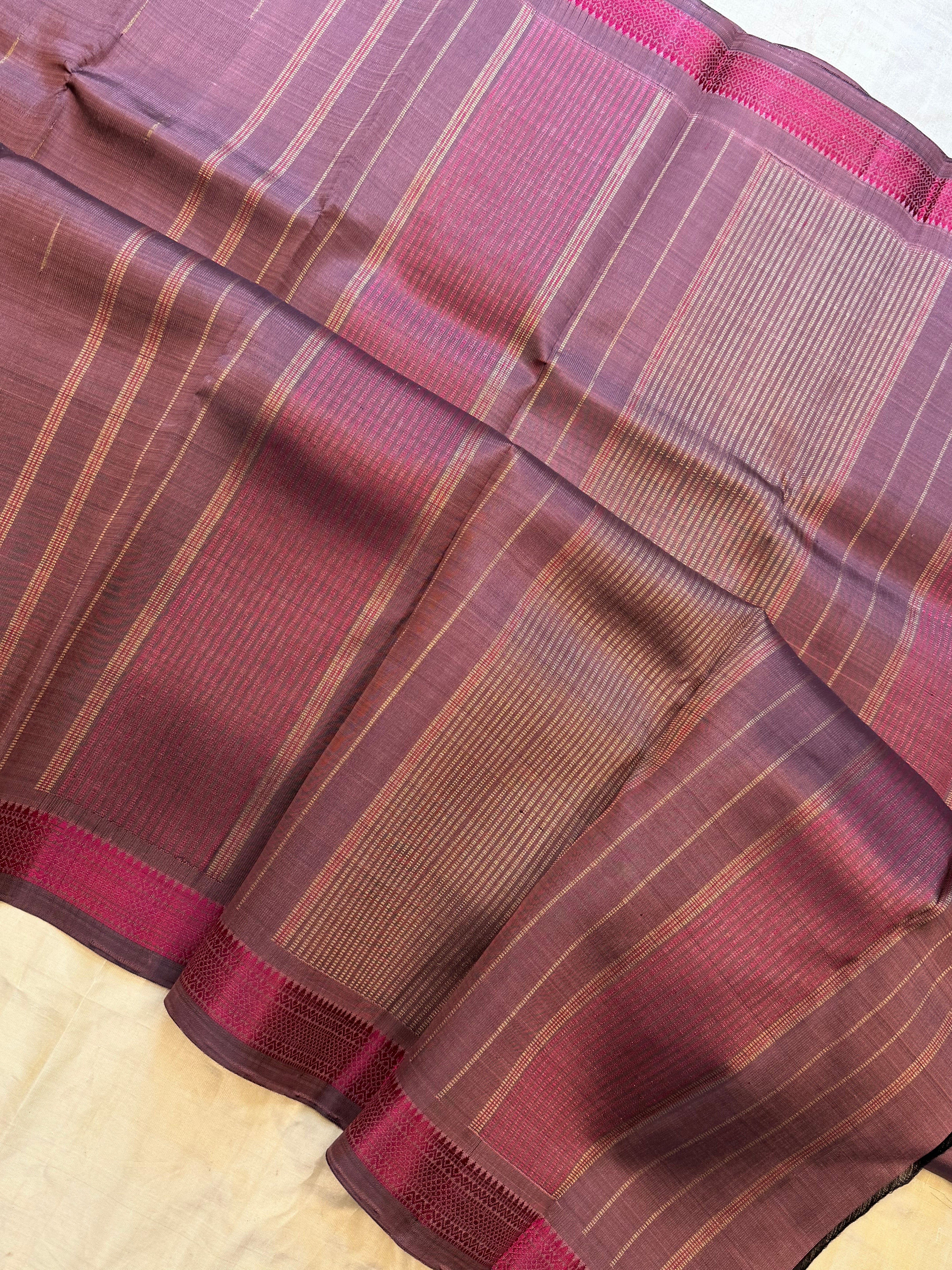 Permam : mauve small border / Kanjipuram silk CL2999