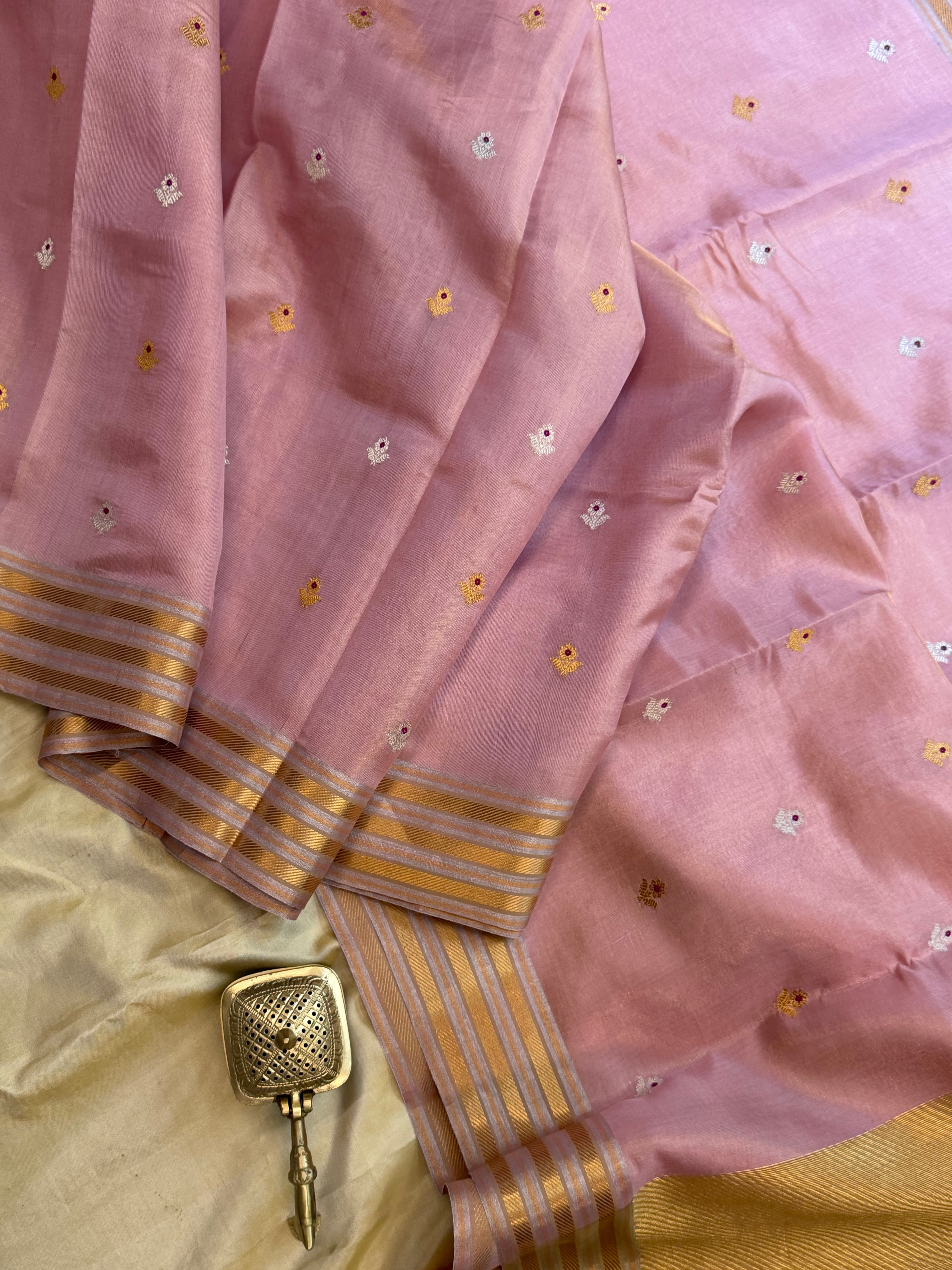 Pink tissue varisapet / revival Chanderi silk