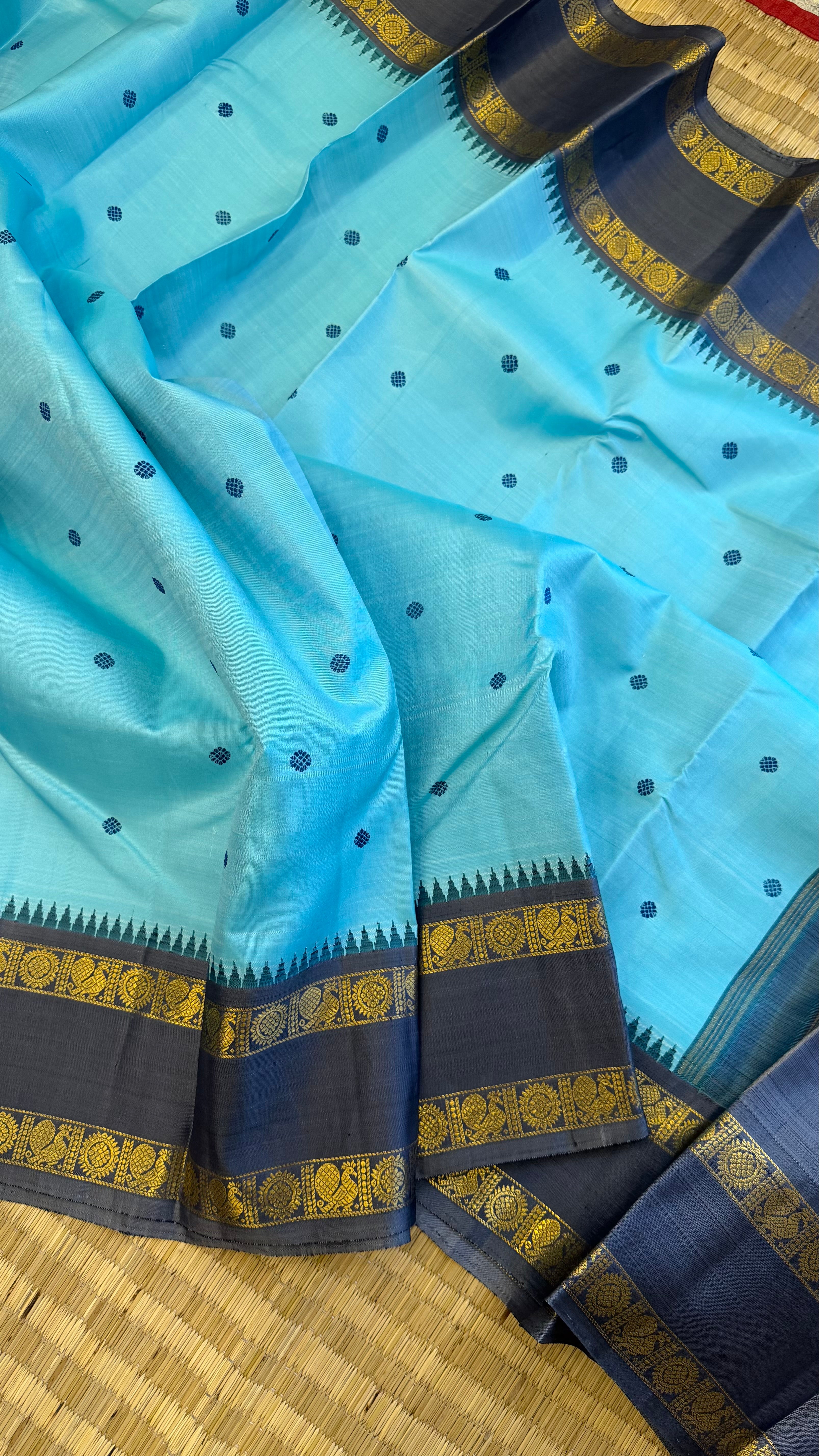 Akash blue Kai Korvai / Kanjipuram silk