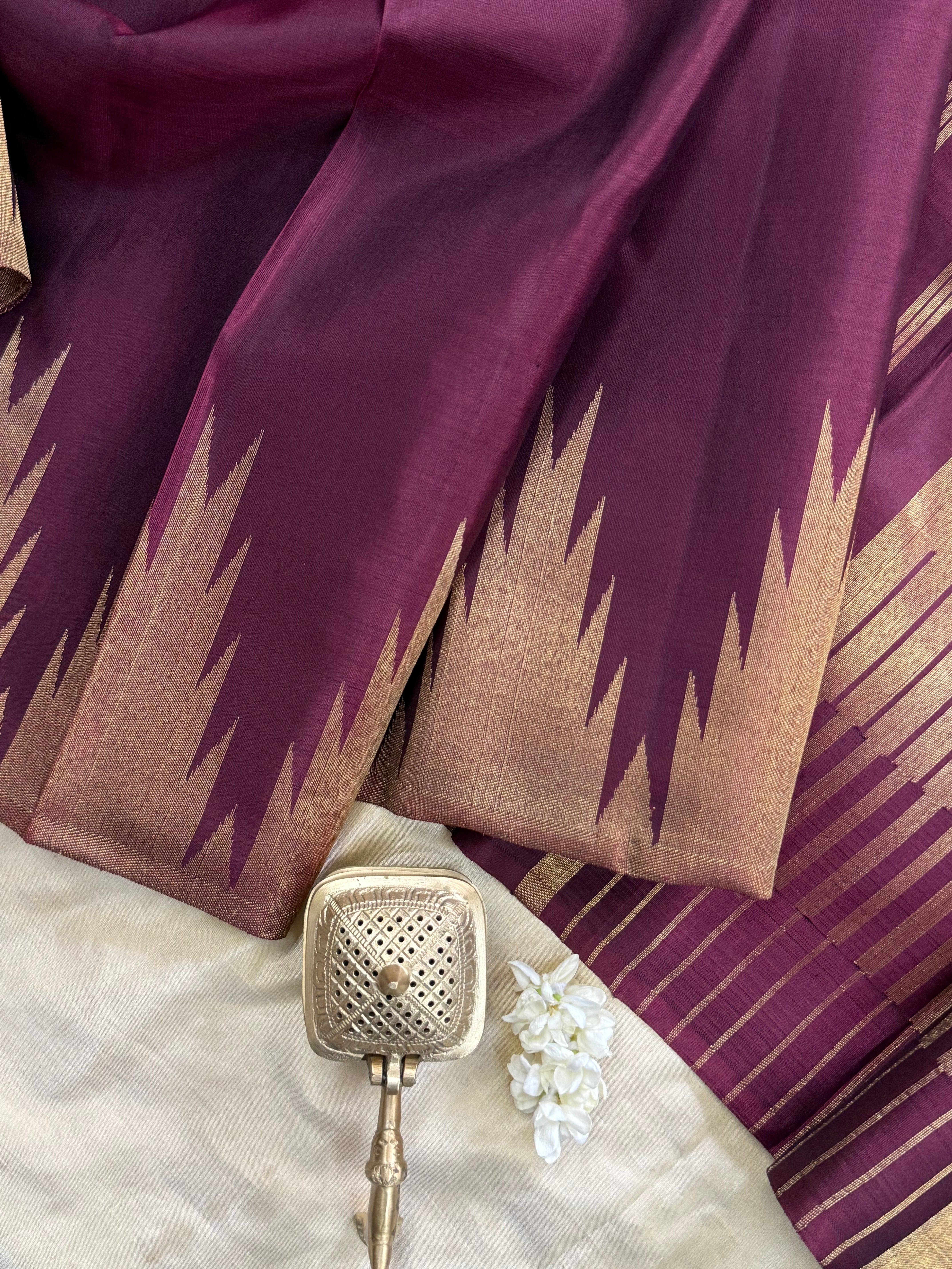 Paaku 8 kol temple border/ Kanjipuram silk CLSA1925