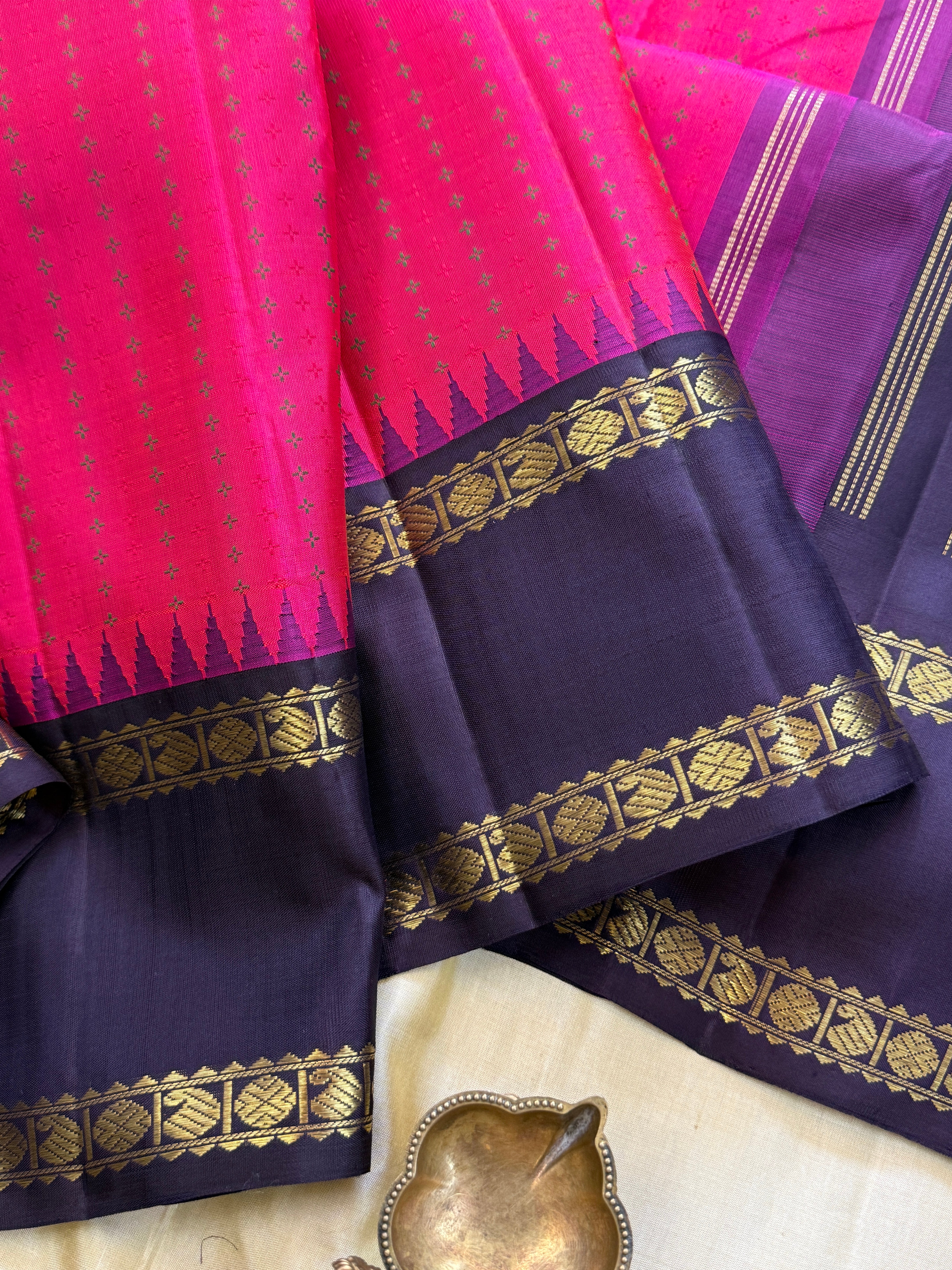 Pink Rettapet body plus butta Korvai / kanjipuram silk saree clsa 11633
