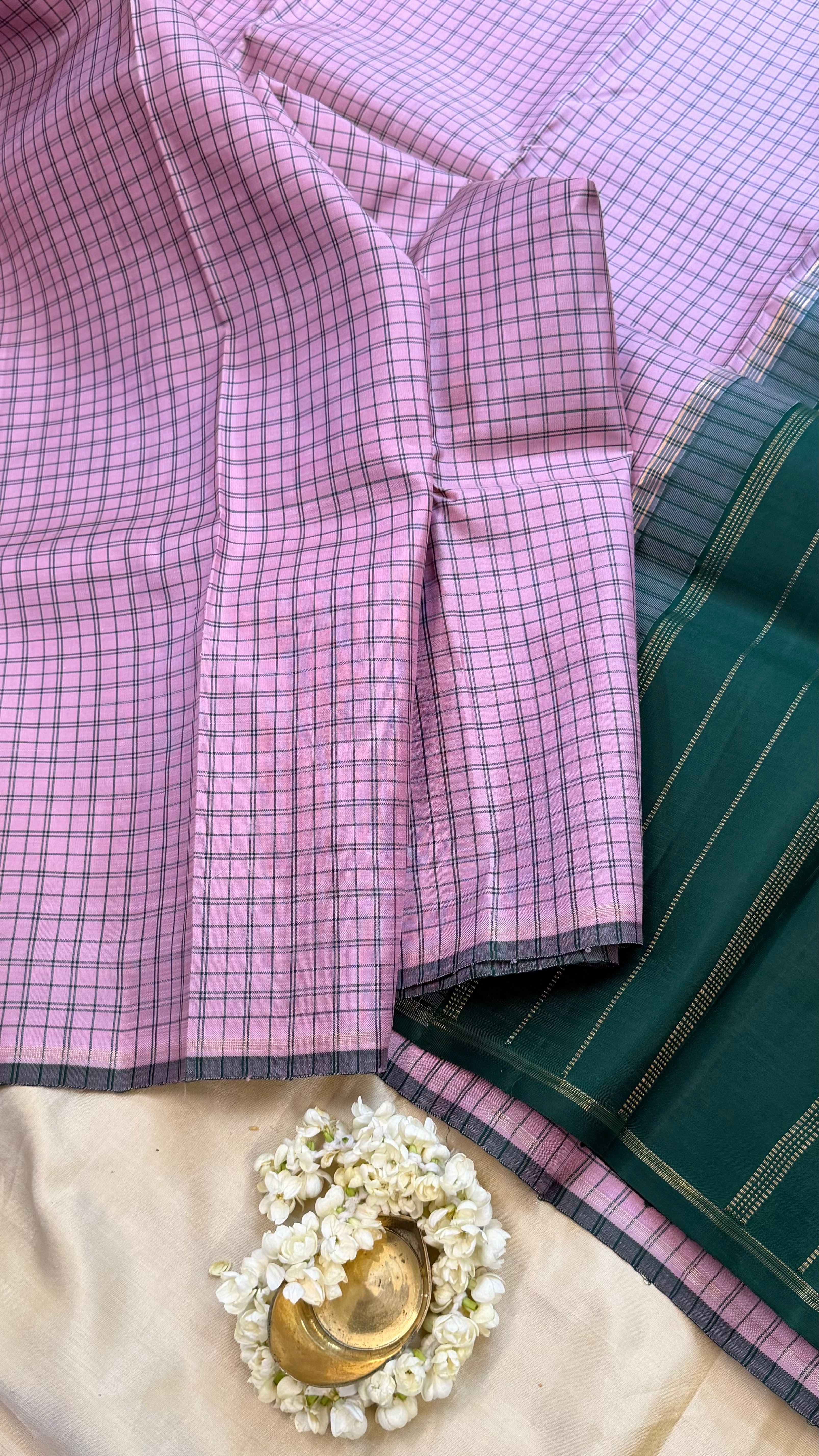 Pink kattam borderless/ Kanjipuram silk