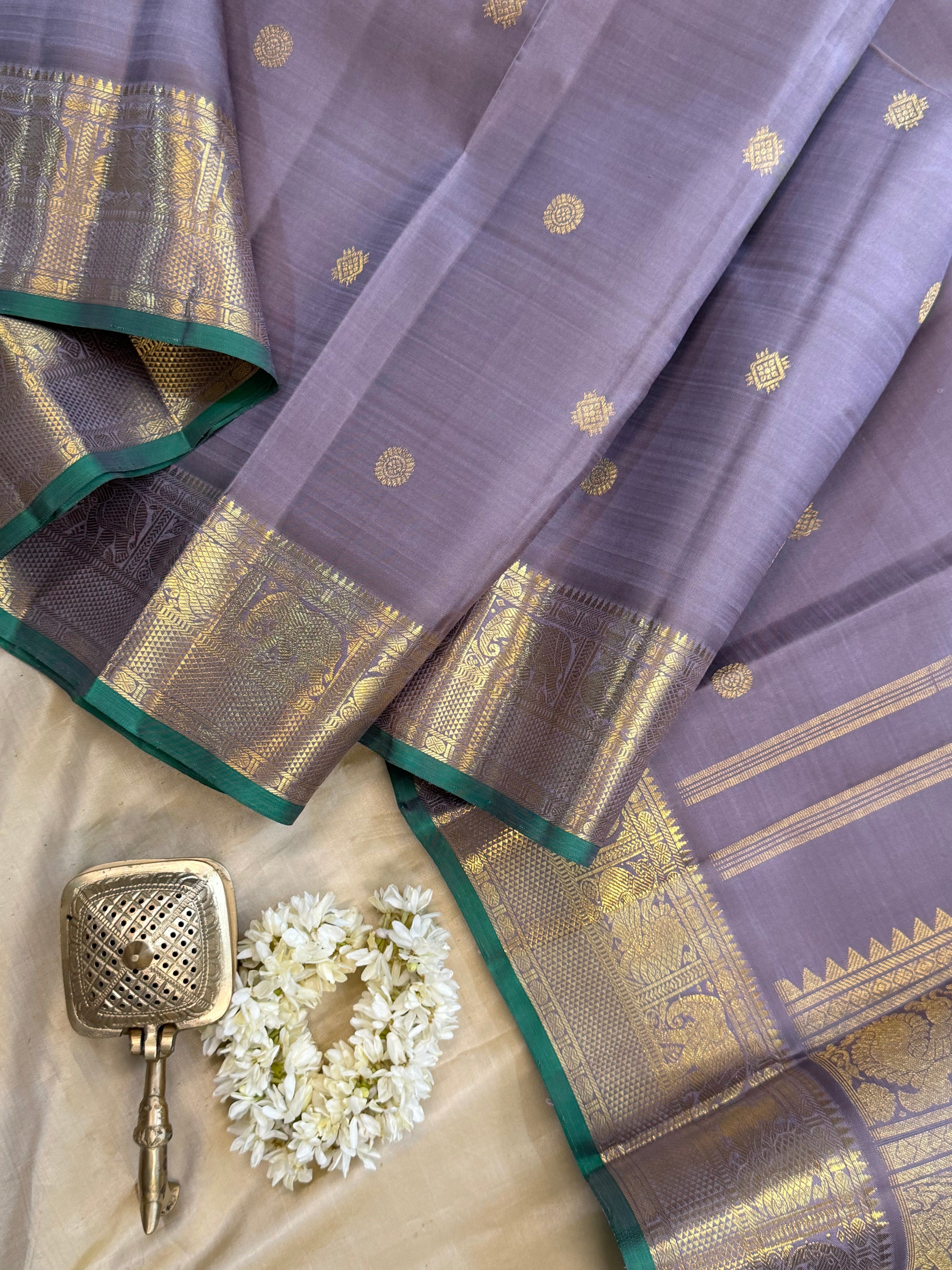 Smokey lilac Annam pet pure Kanjipuram silk CL10013