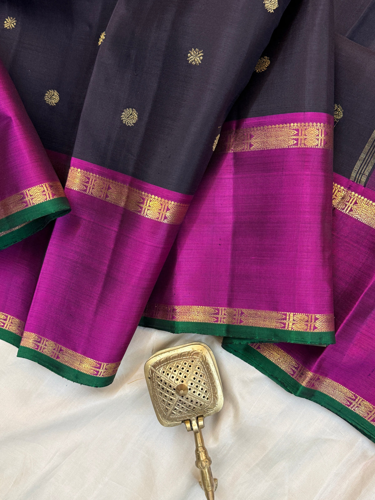 Kanchana colour Rettapet border pure Zari / kanjipuram silk saree clsa 11312