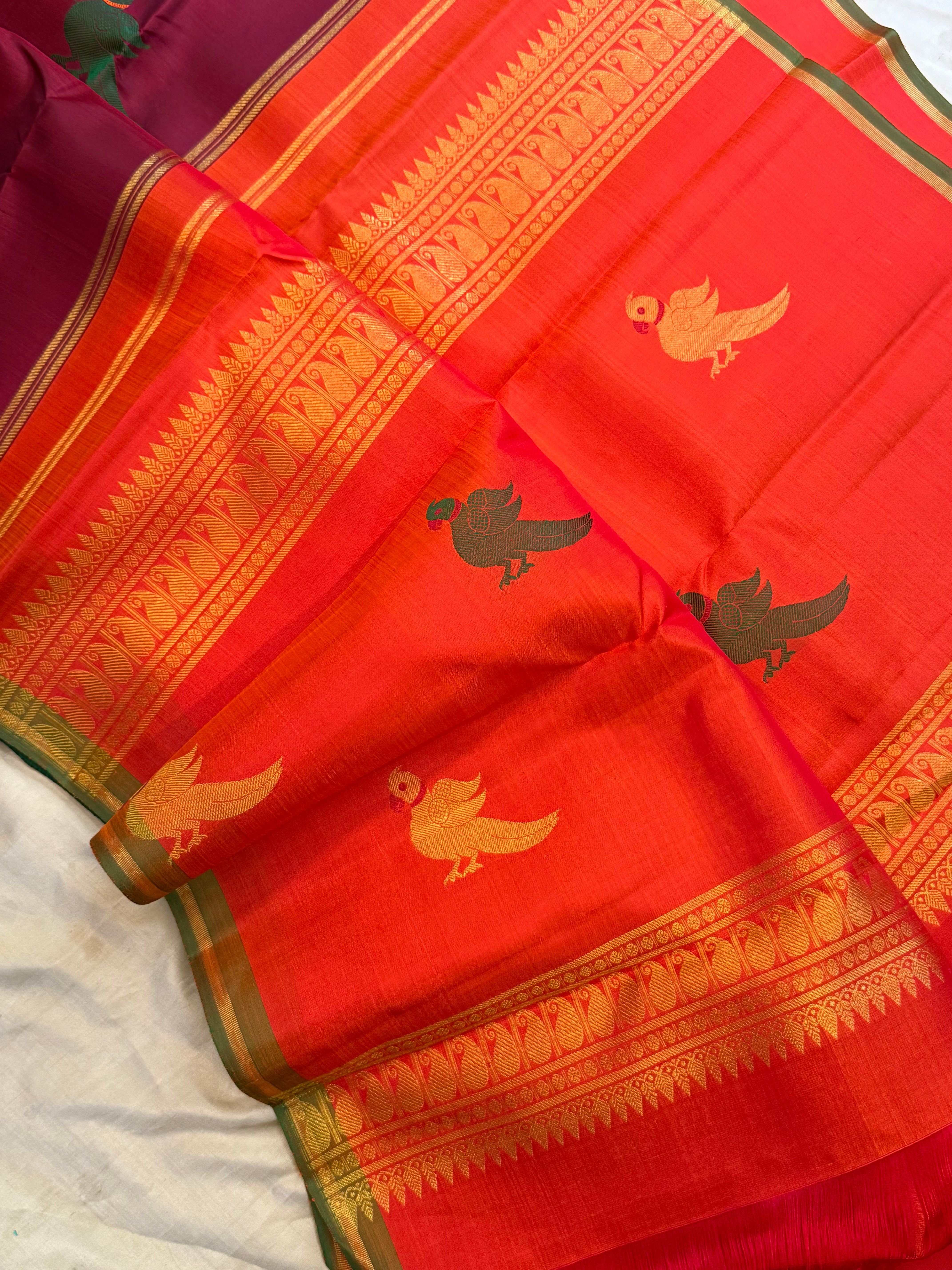 Araku meenakari kili butta/ Kanjipuram silk