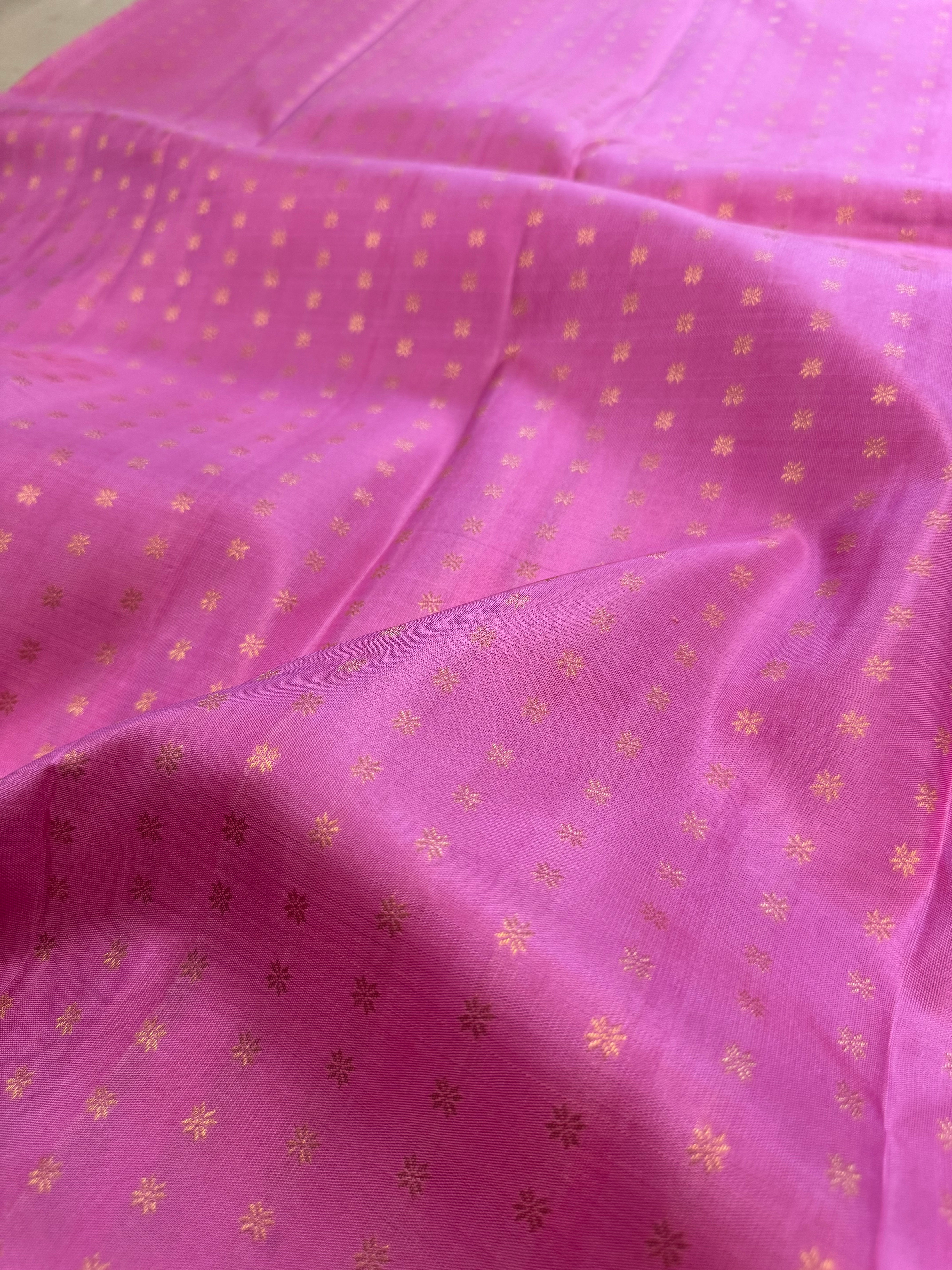 Pink zari butta / Kanjivaram blouse fabric (per metre)