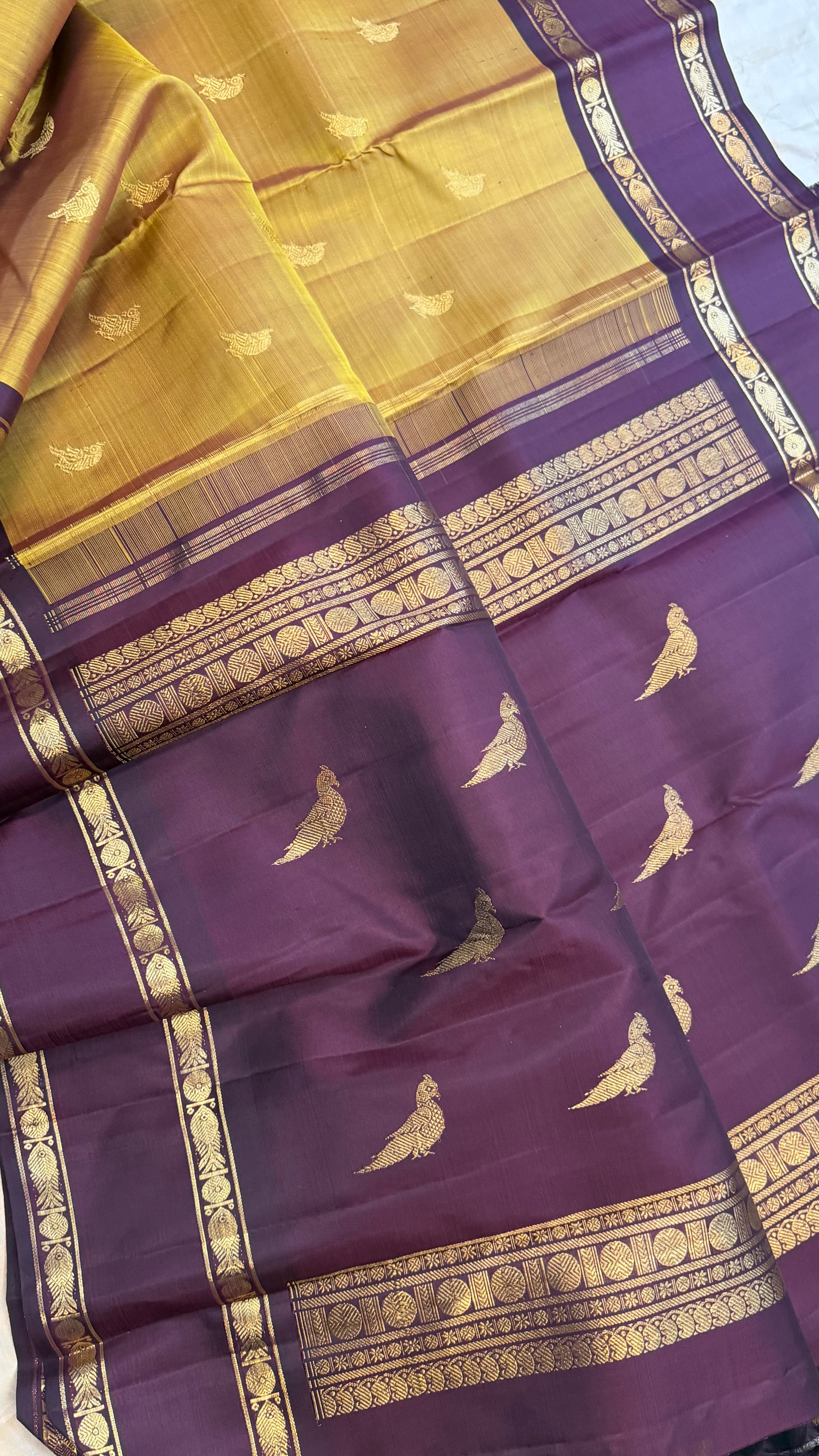 honey colour double pet/ Kanjipuram silk