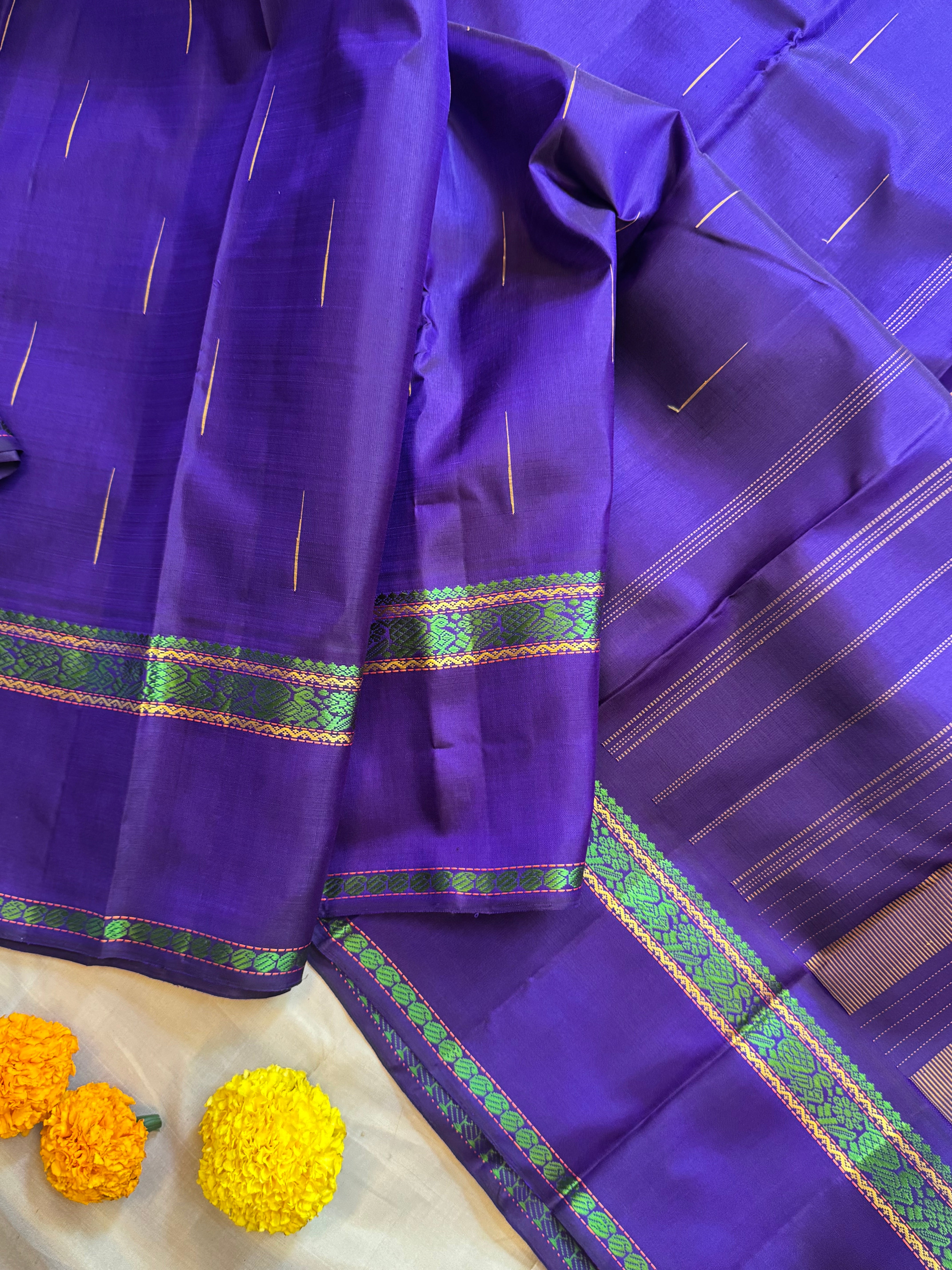 Aubergine color thread work / Arani silk