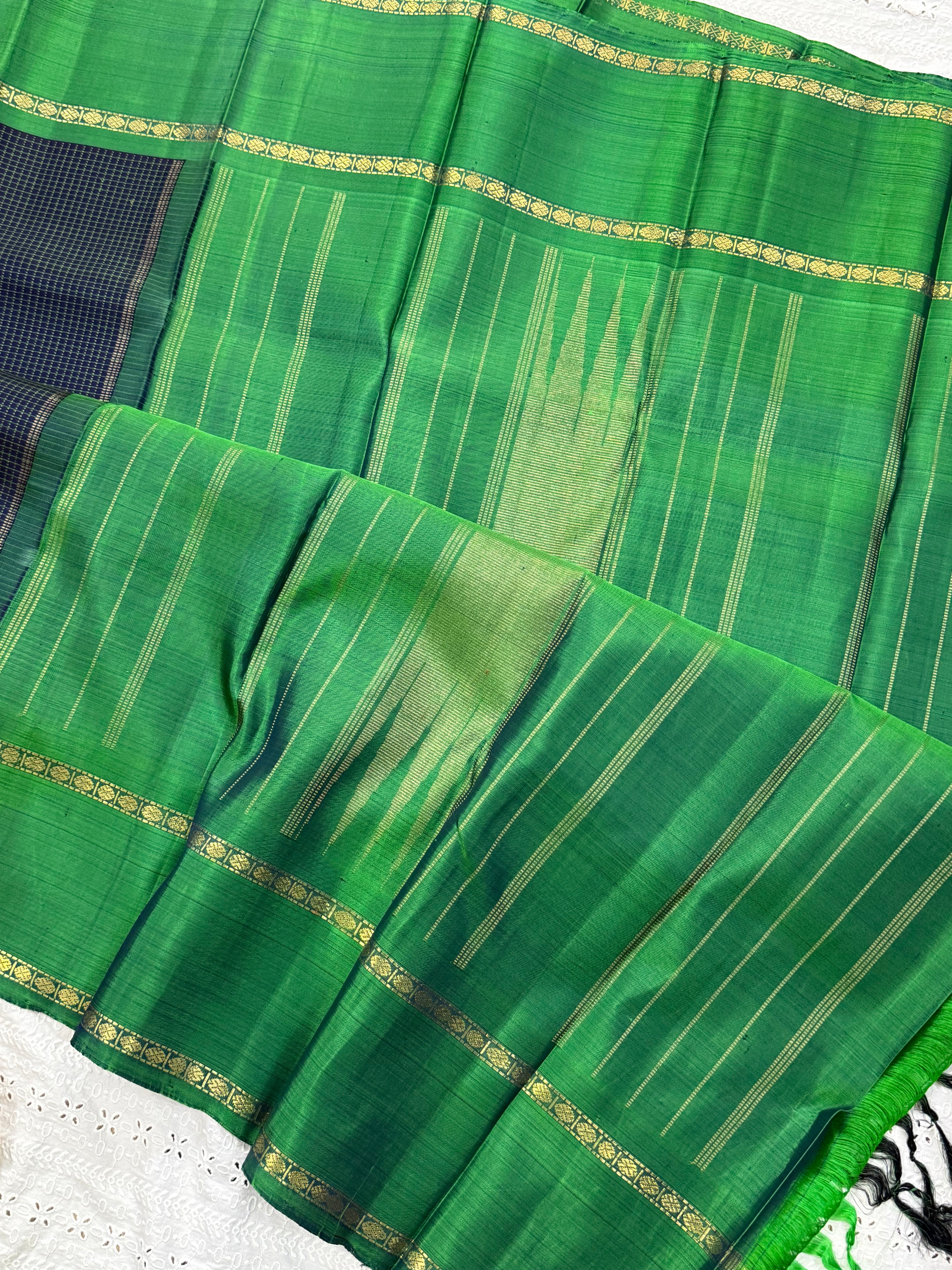 DARK BLUE KATTAM RETTAPET BORDER /KANJIPURAM SILK SAREE CLSA9003