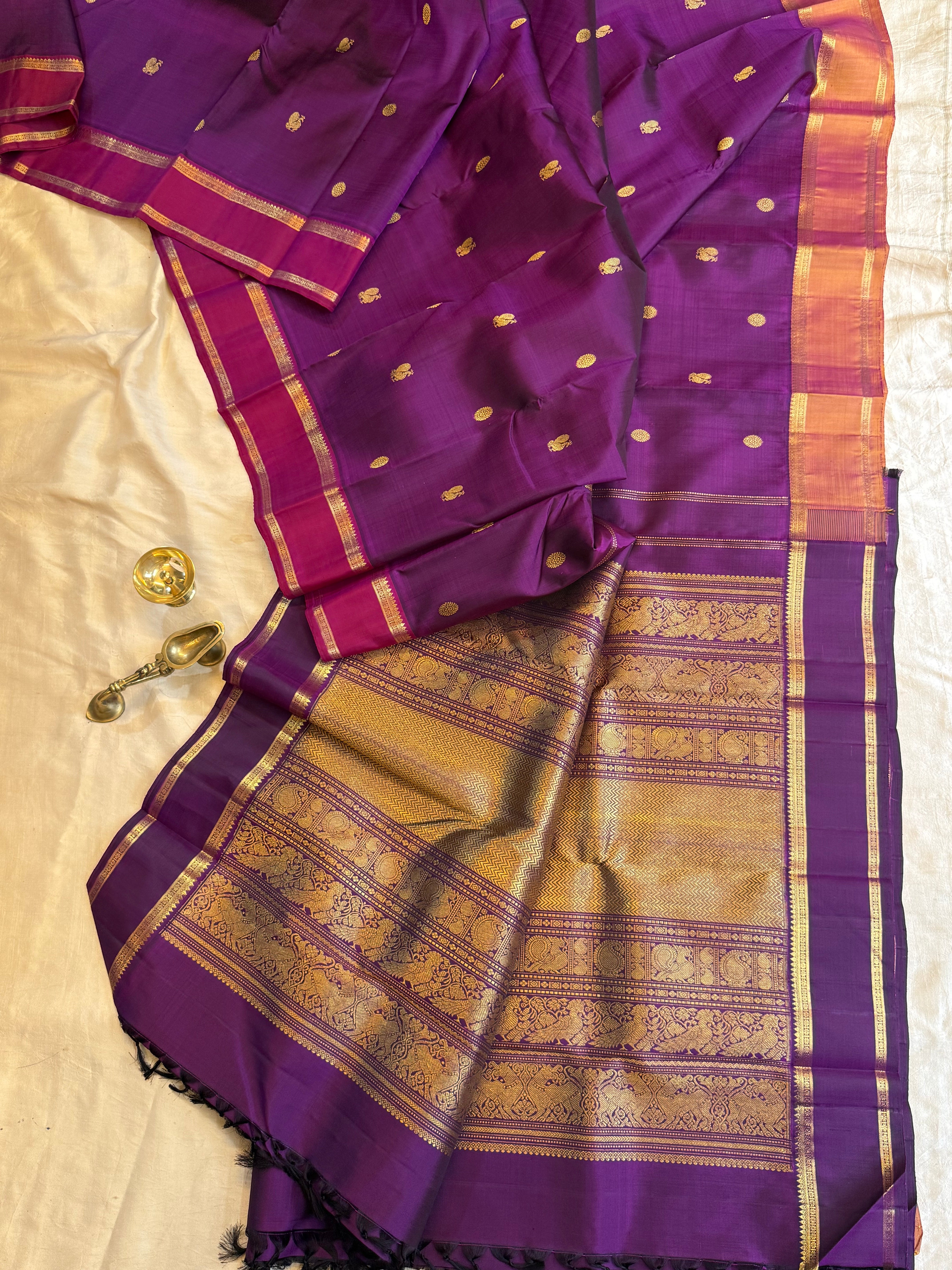 Aubergine colour Ganga Jamuna / kanjipuram silk
