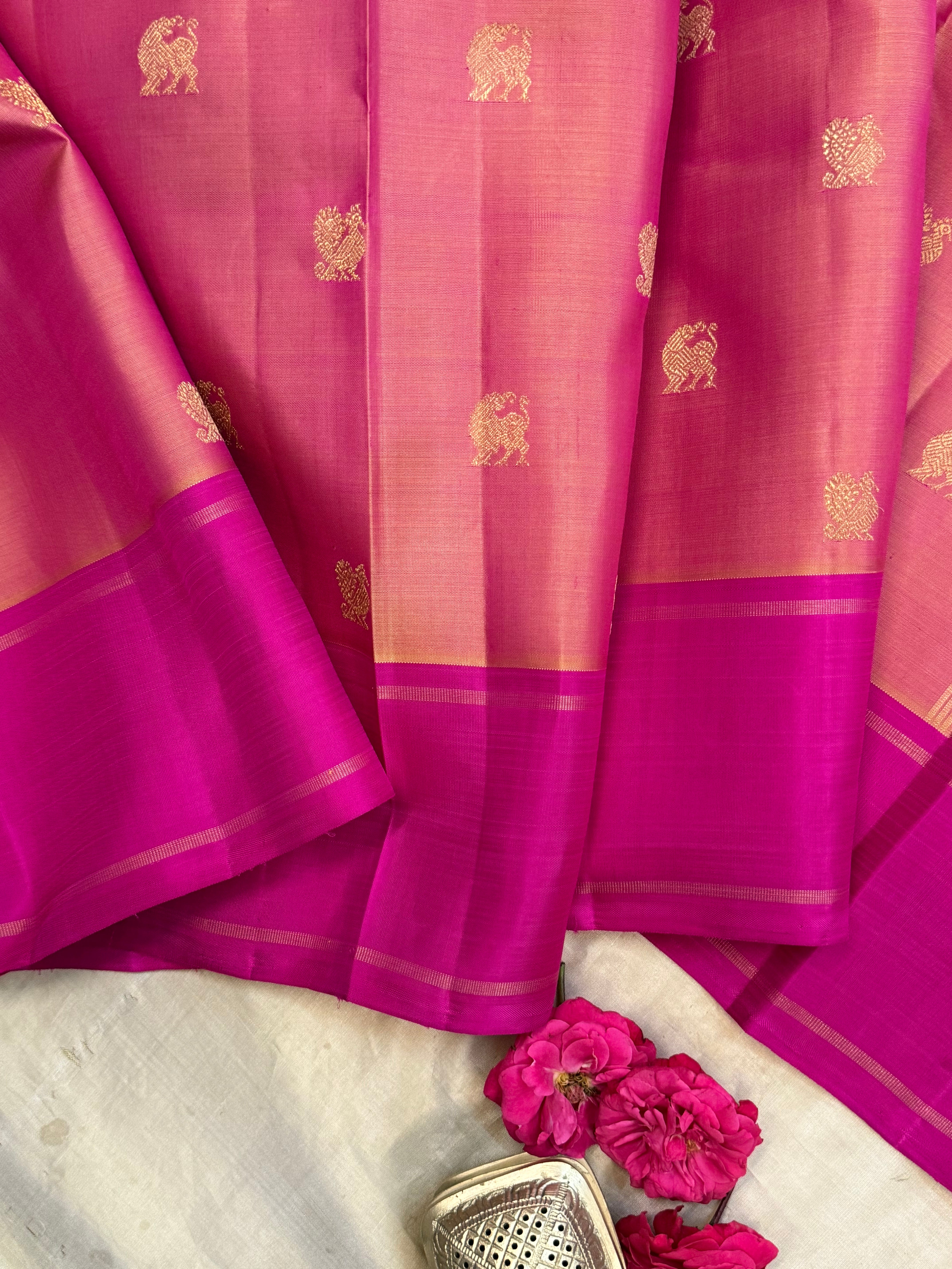 Red shot pink yazhli butta unique pallu / Kanjipuram silk CLSA8224