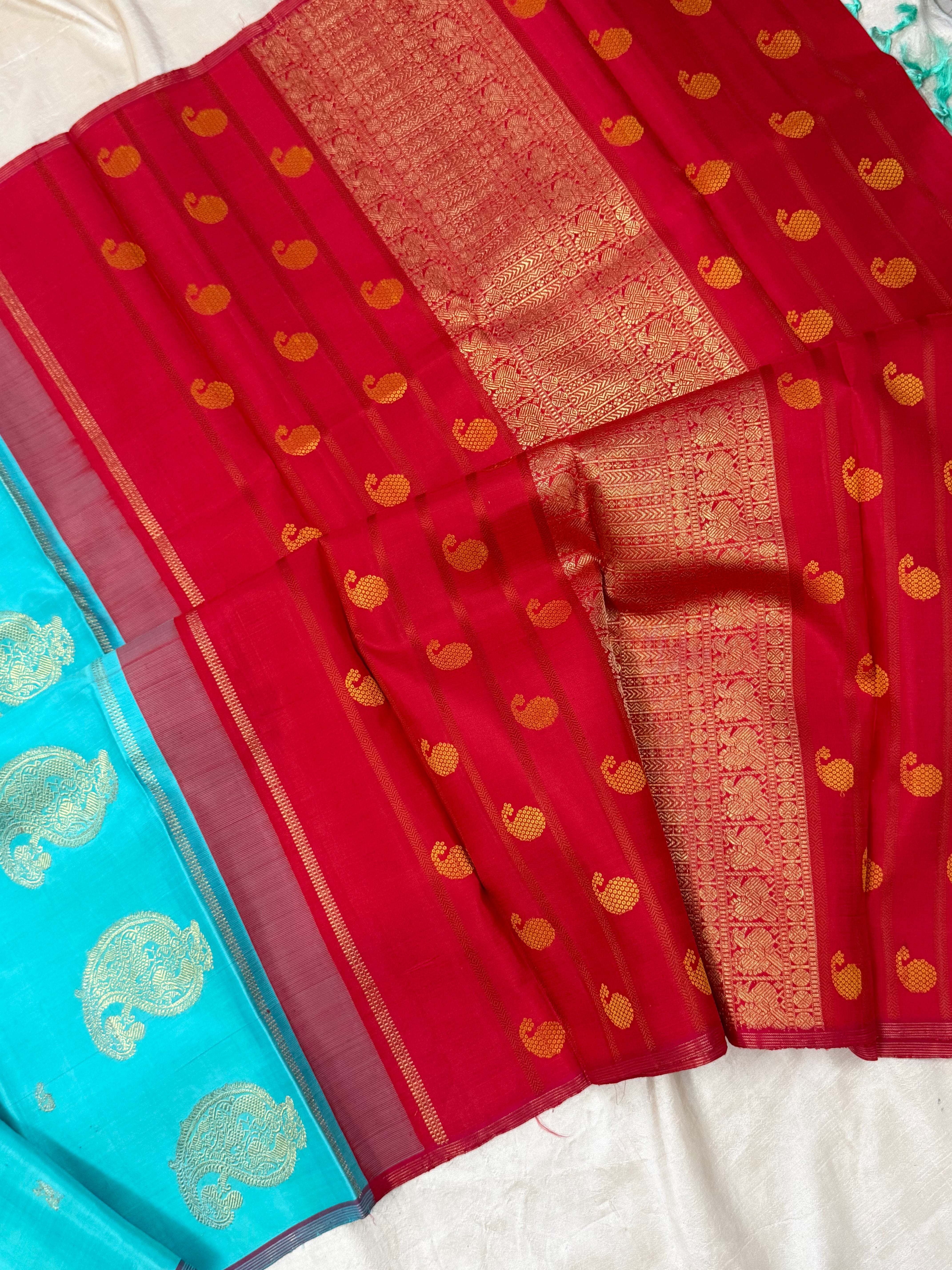 Turquoise blue / Kanjipuram silk