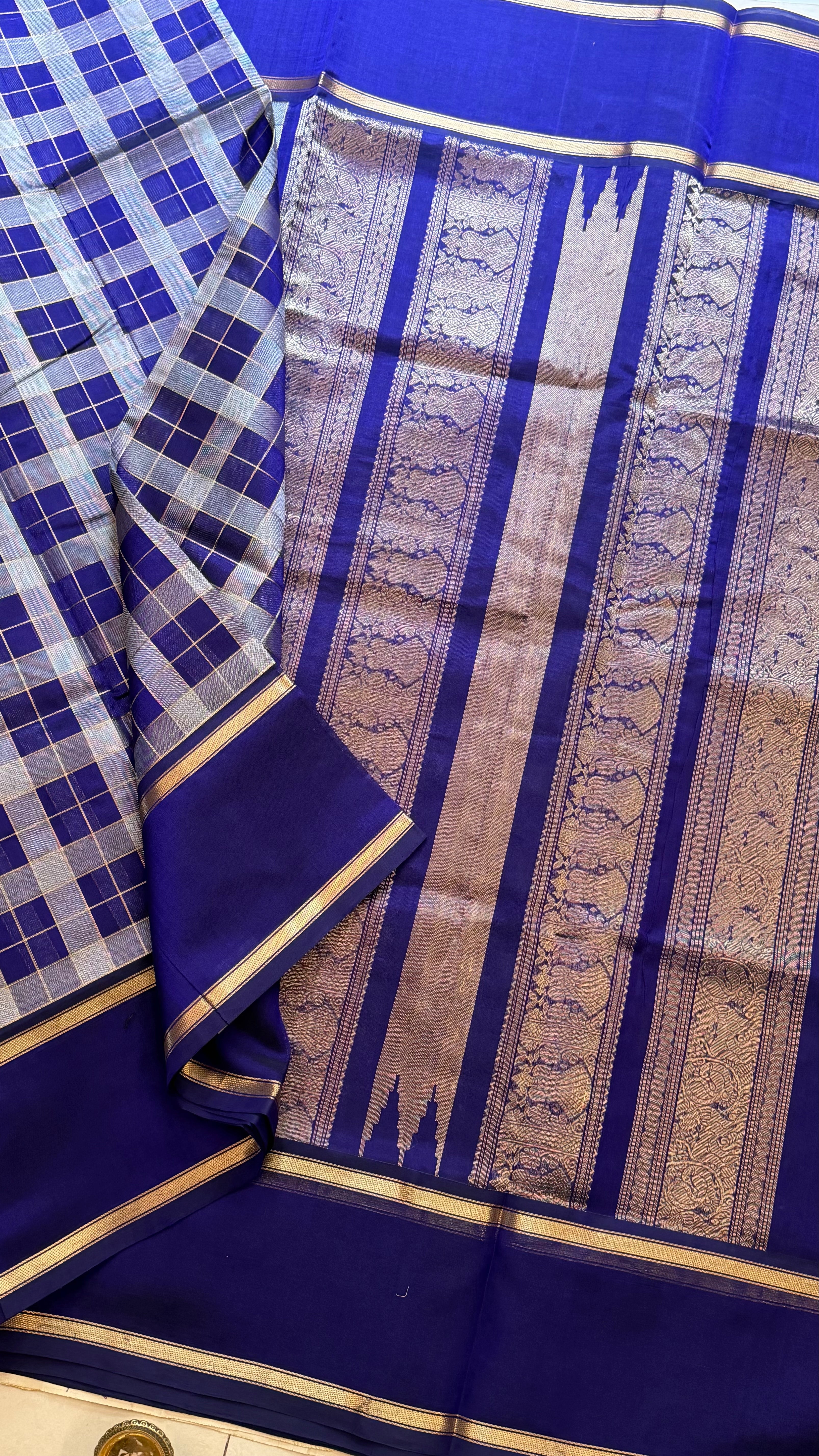Chettinad Kattam blue silk cotton.