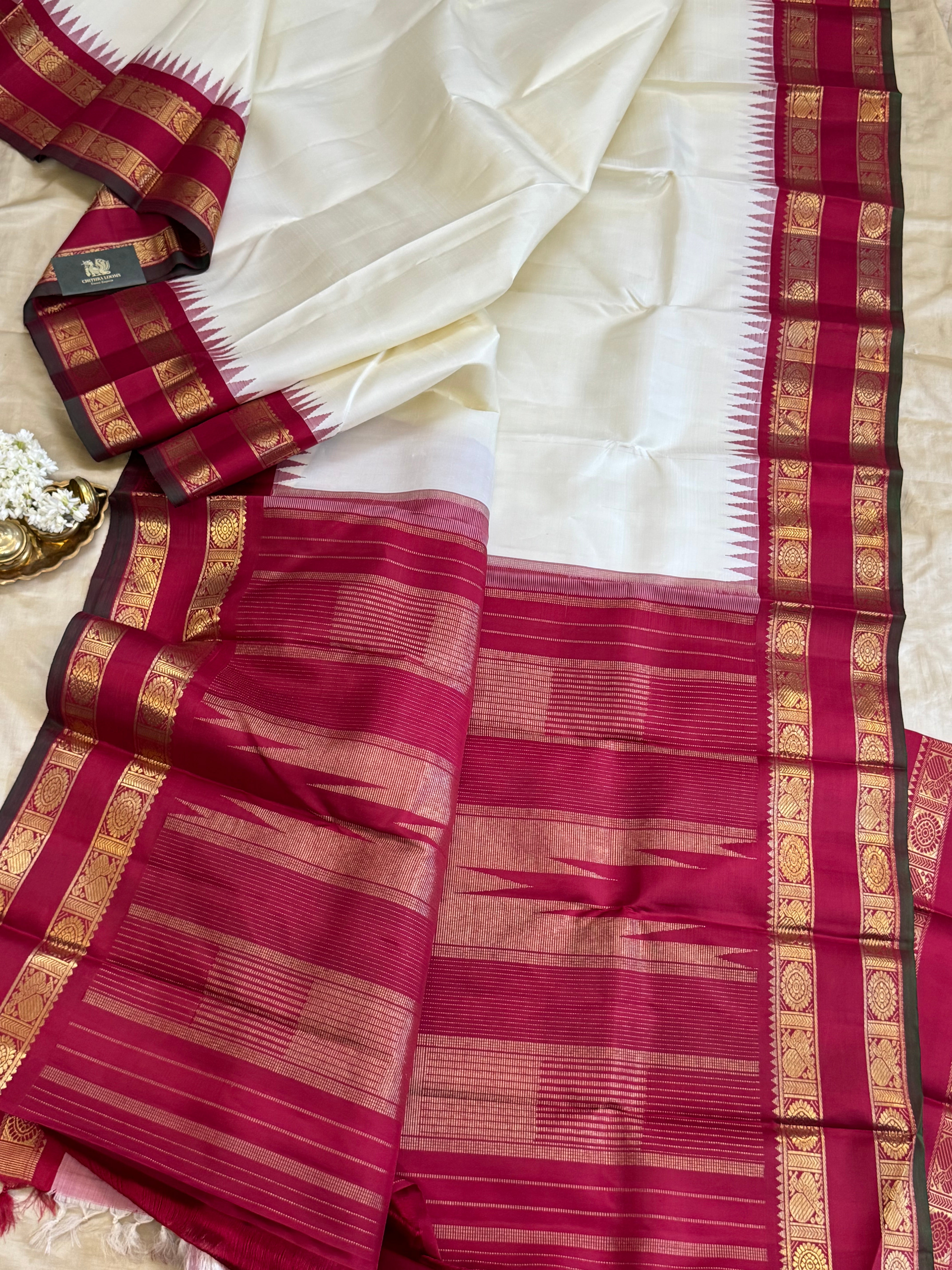 Off white Korvai retta pet border/ kanjipuram silk CLSA6309