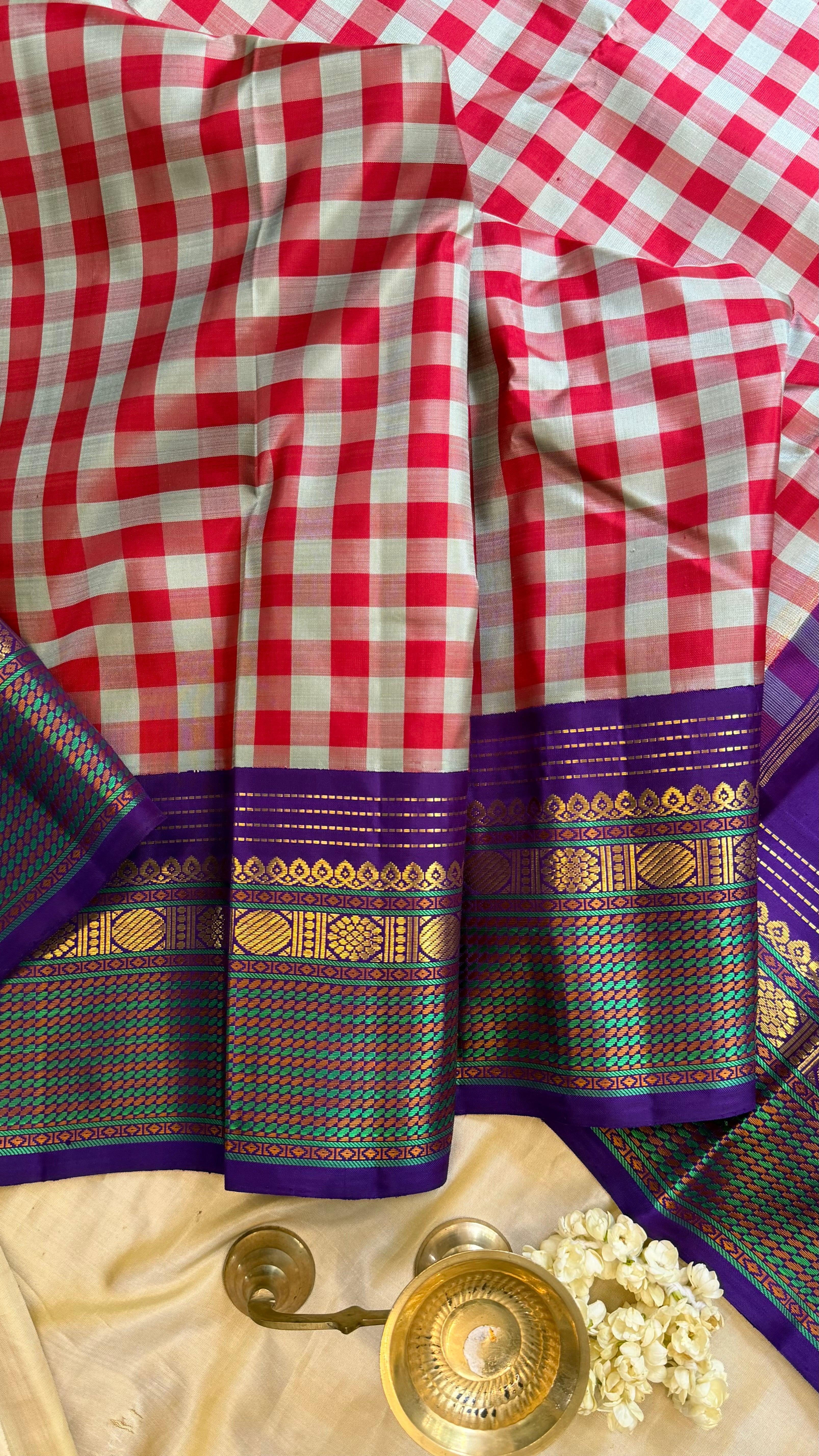 Master weaver - Vintage kattam singam pallu / Kanjipuram Silk