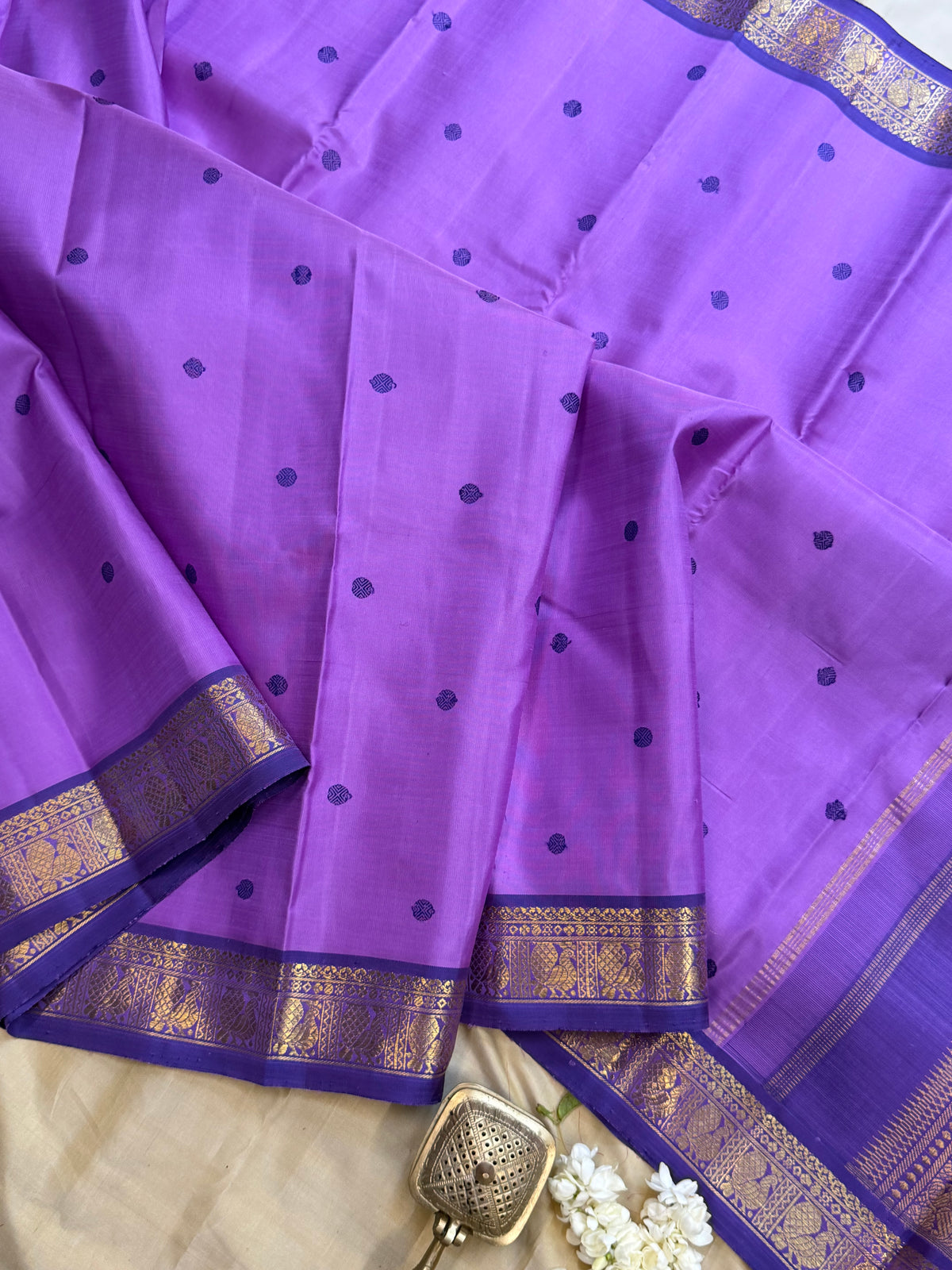 Lavender small border / Kanjipuram silk saree clsa 11442