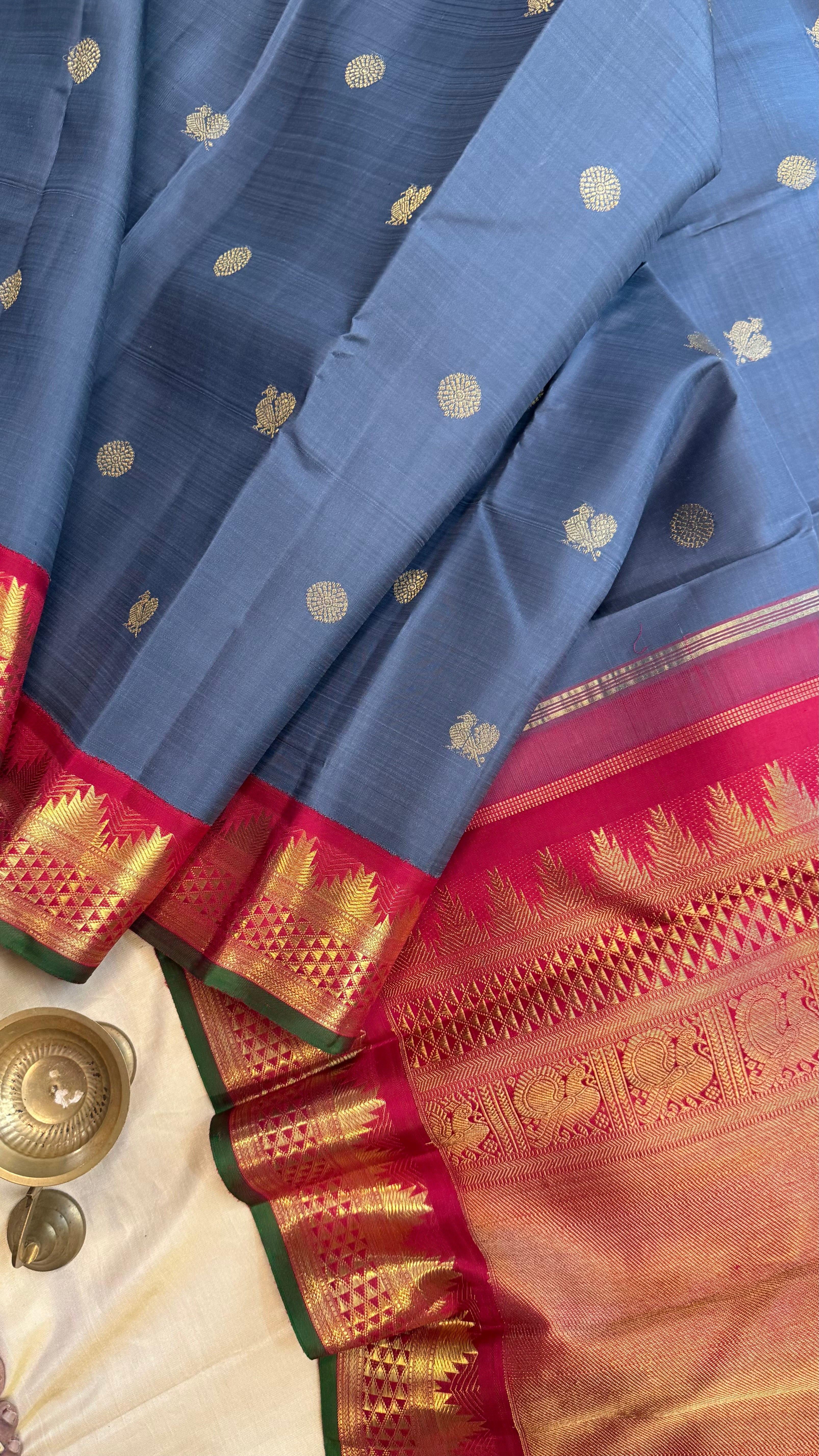 Grey korvai kanjipuram/ Kanjipuram silk