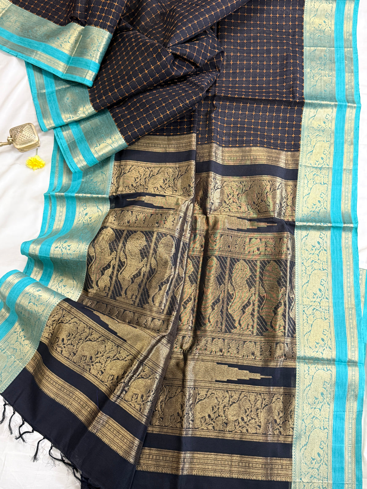 Black plus butta / Silk Cotton Saree CLSA10215