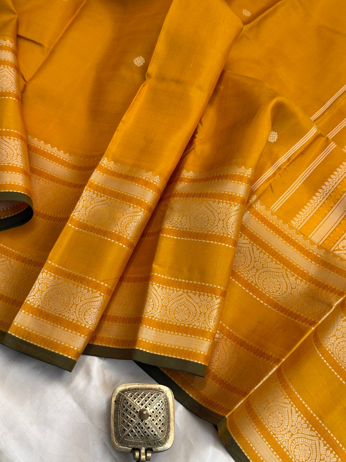 Mustard Yellow unique kili pallu / Special edition kanjipuram silk