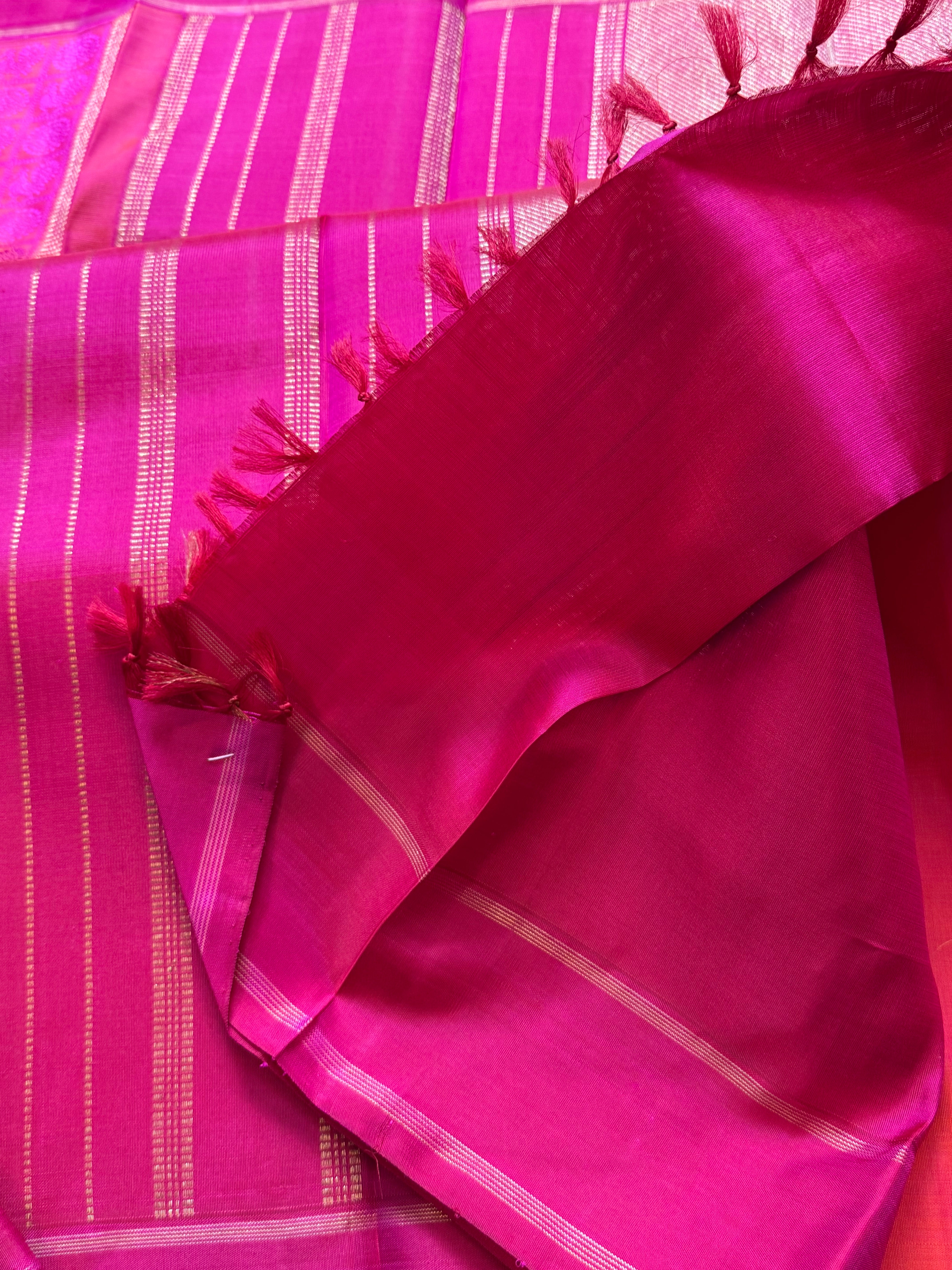 1000 butta border dark pink kanjipuram silk