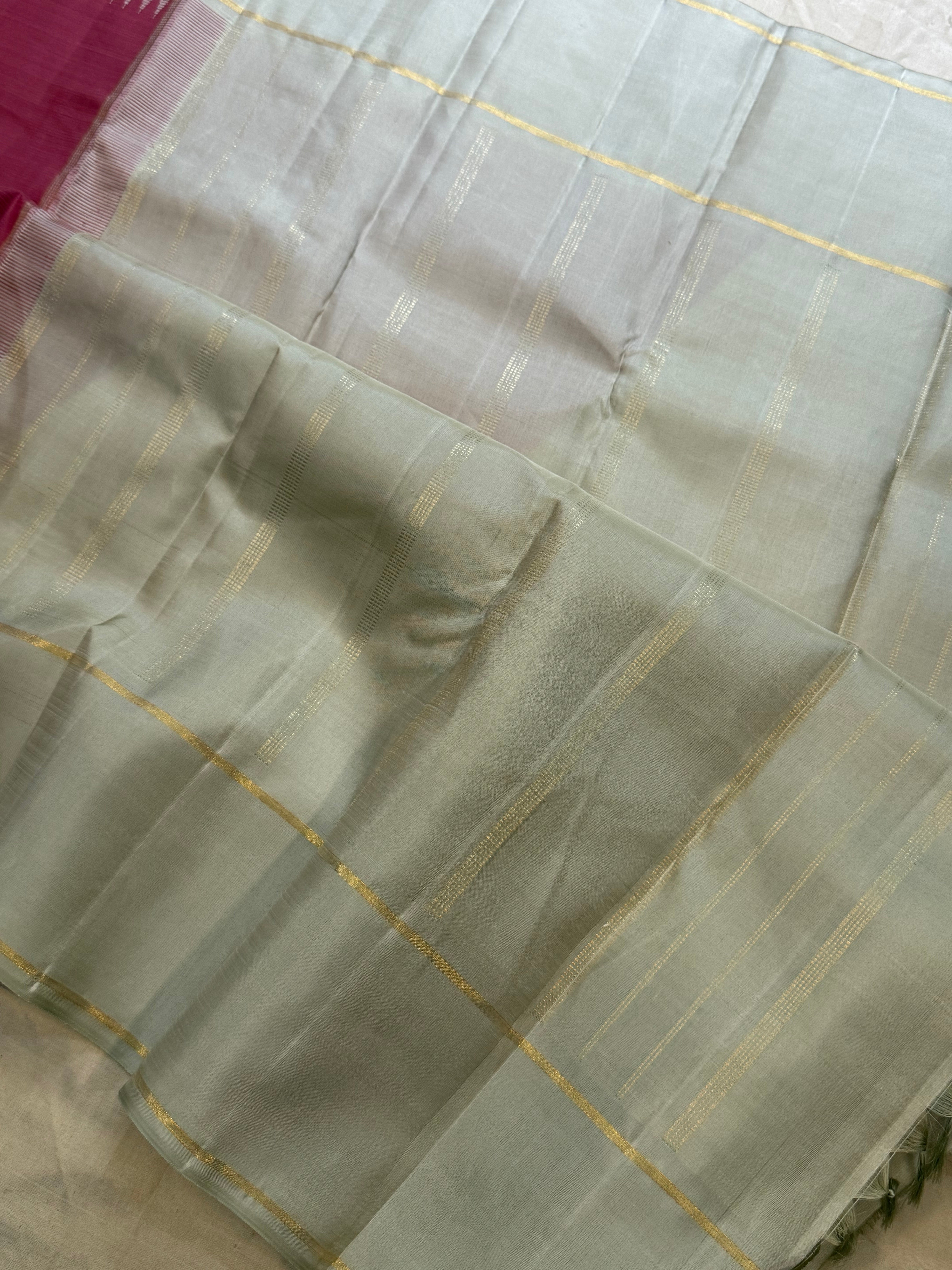 Dusky pink and silverish / Arani silk