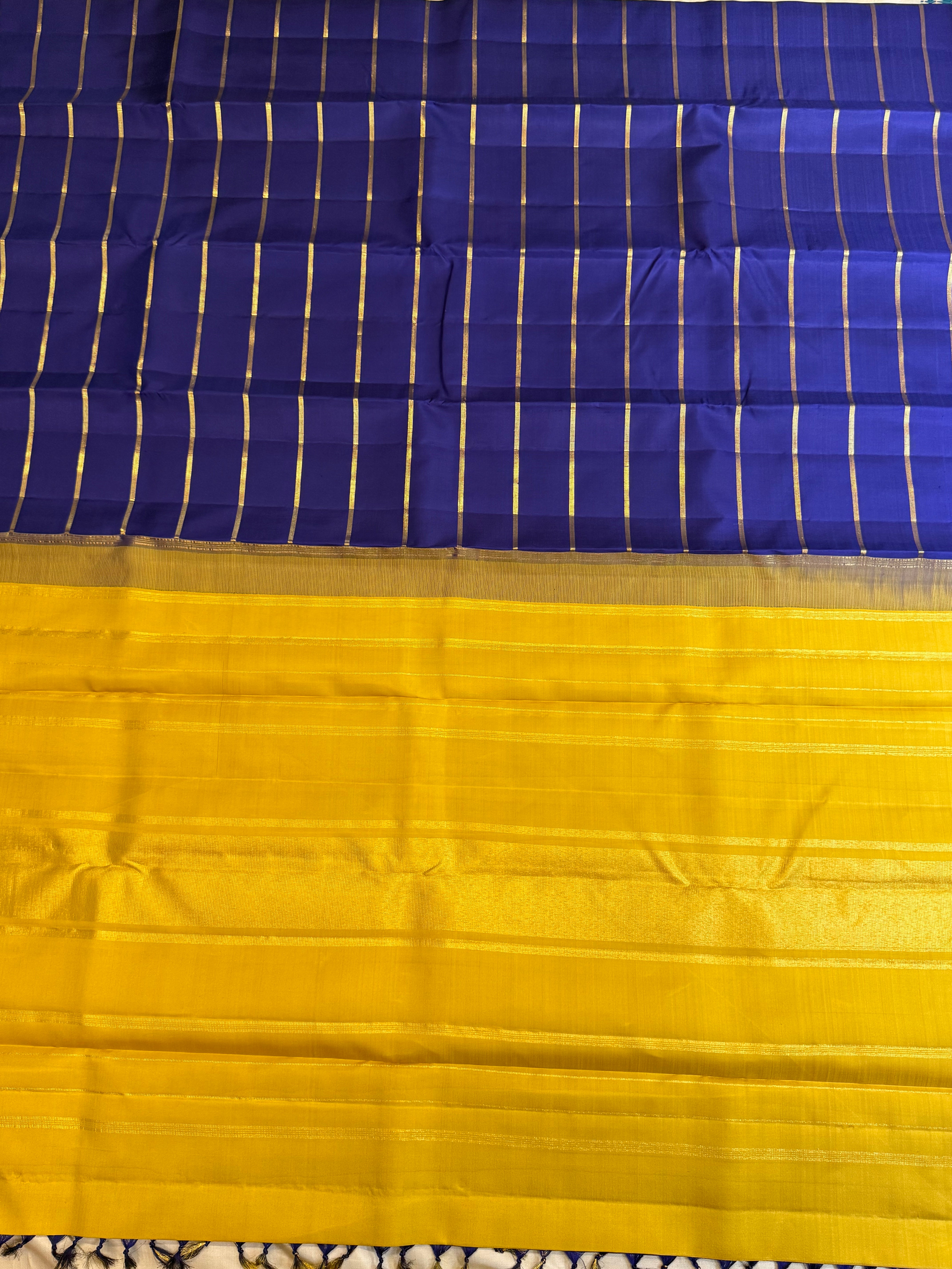 Blue and yellow stripes / Arani silk