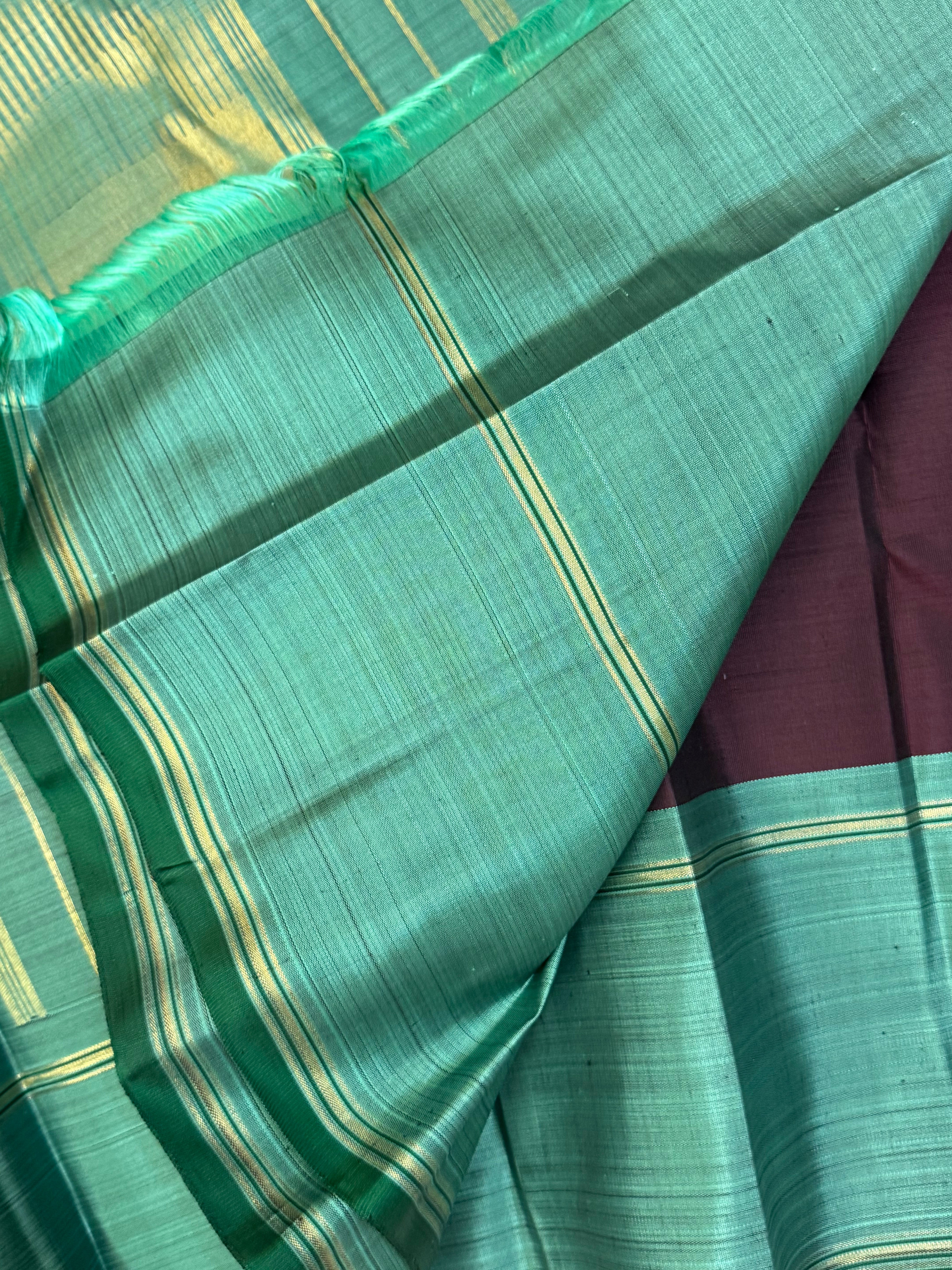 V pakku with temple retta pet border/ kanjipuram silk saree CLSA10491