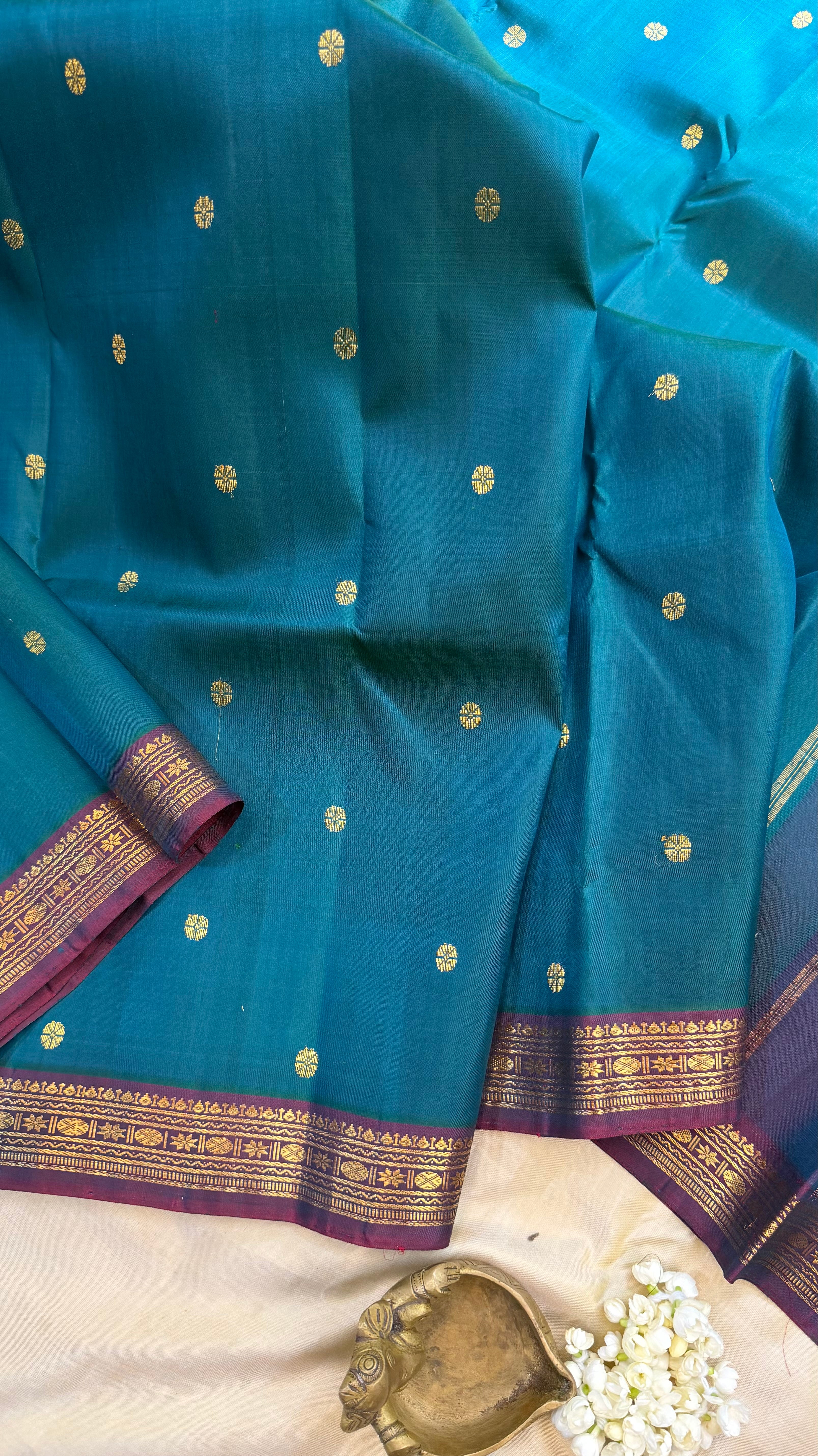 Rama blue small border/ Arani silk