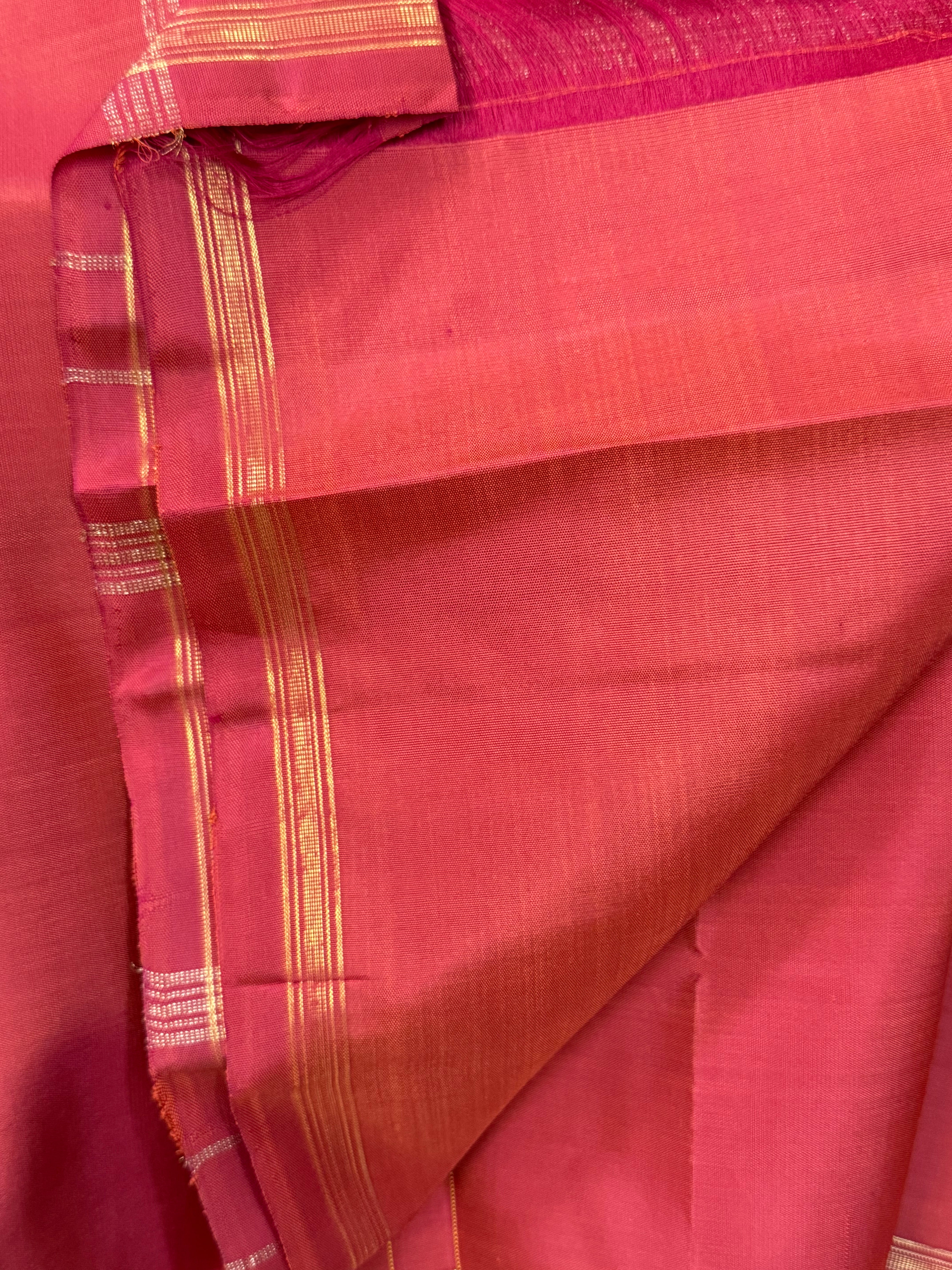 Rust stripes borderless/ Kanjipuram silk