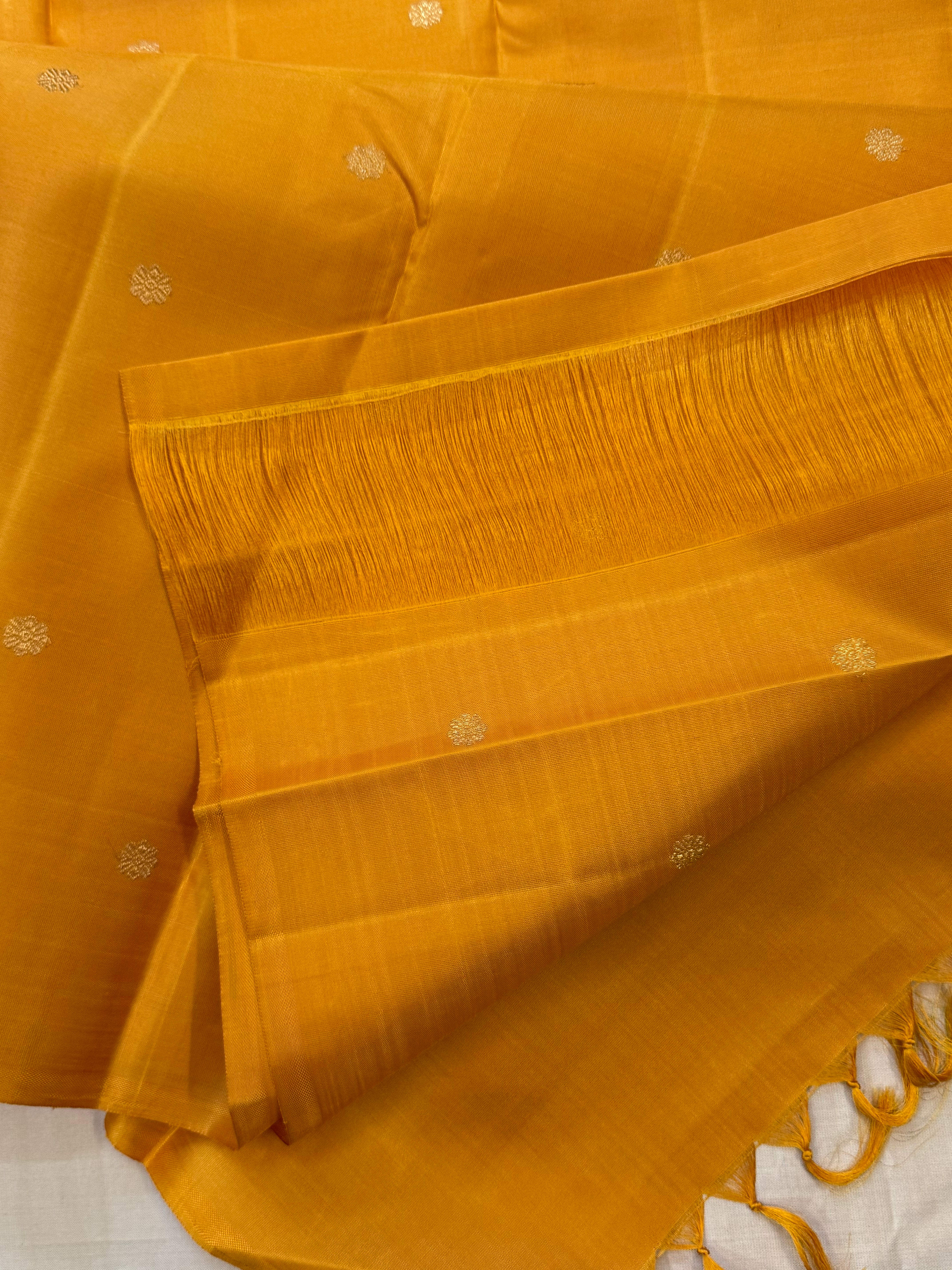 Partly pallu yellow and turquoise blue/ kanjipuram silk