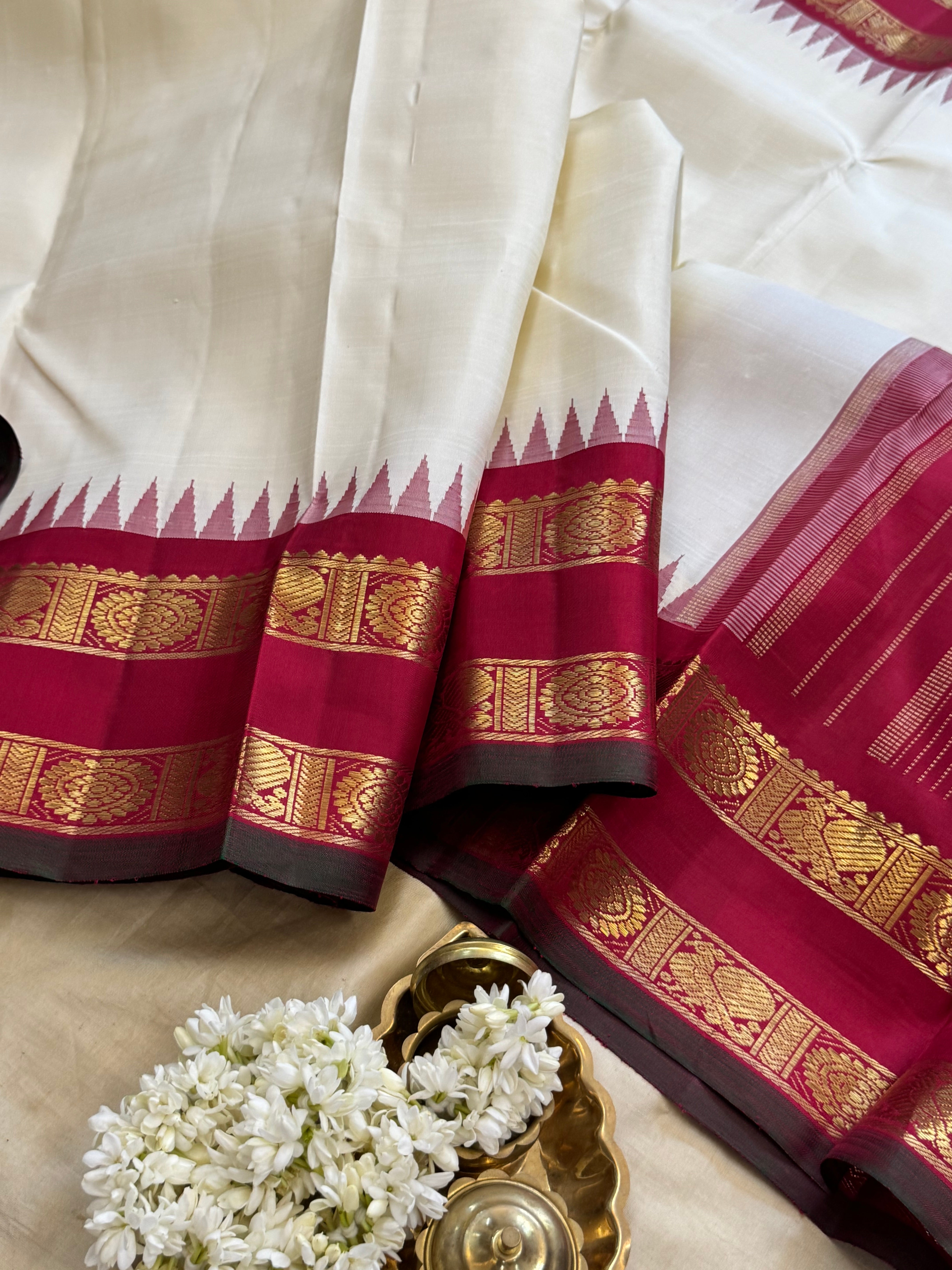 Off white Korvai retta pet border/ kanjipuram silk CLSA6309