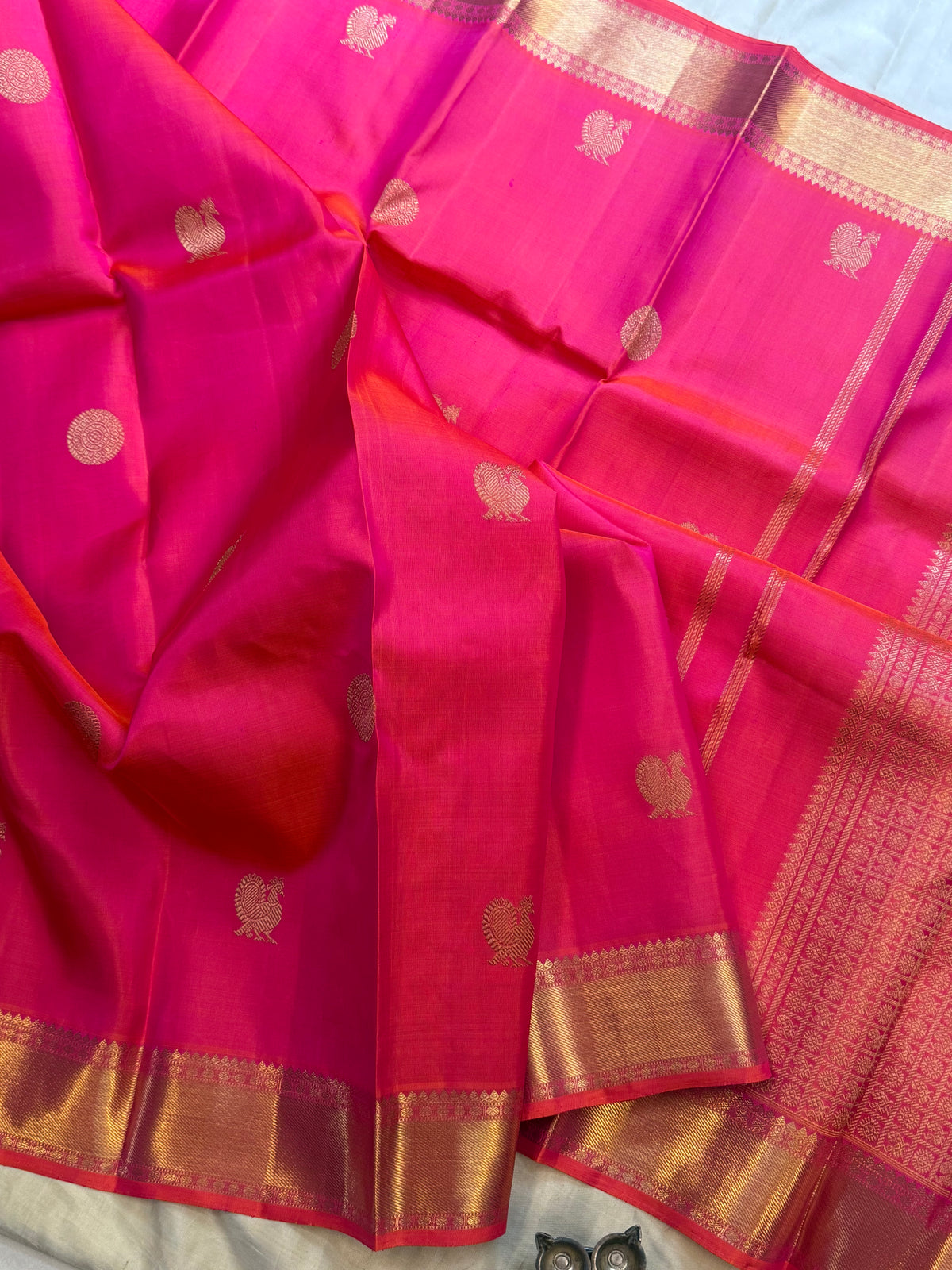 Pinkish orange getti border/ Kanjipuram silk