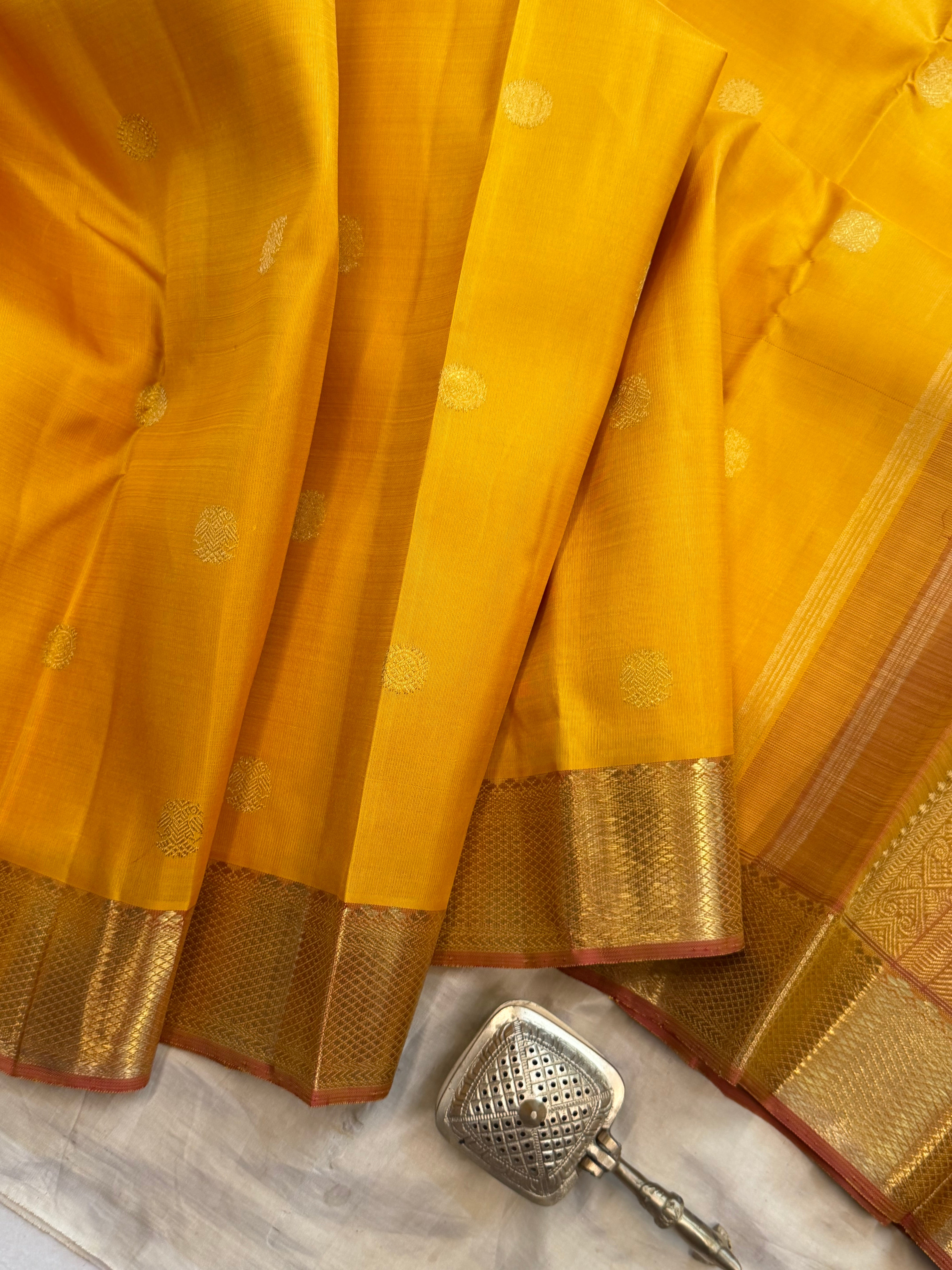 Moha : Golden mustard pure Zari Kanjipuram silk