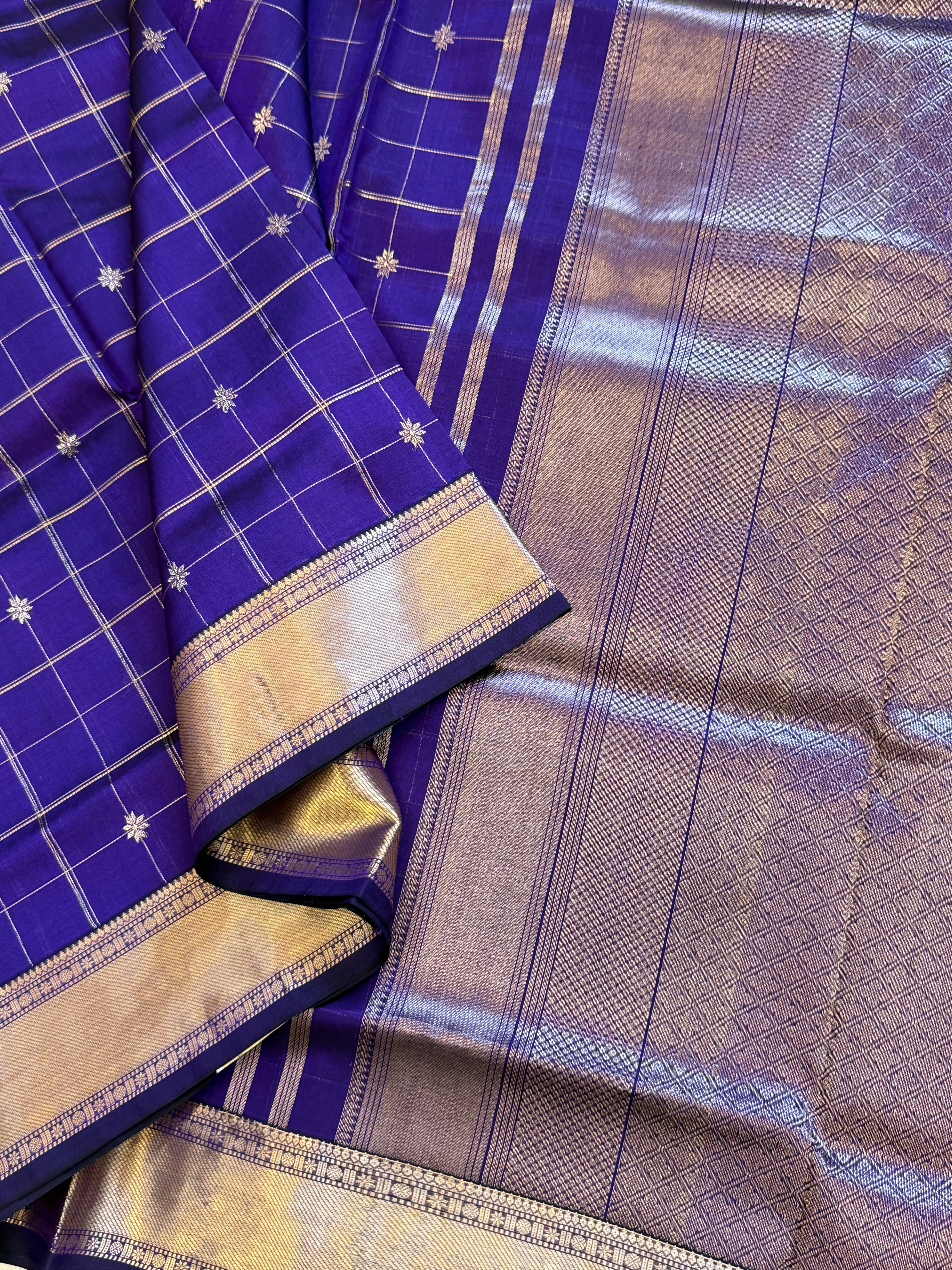 Ink blue kattam / Premium silk cotton