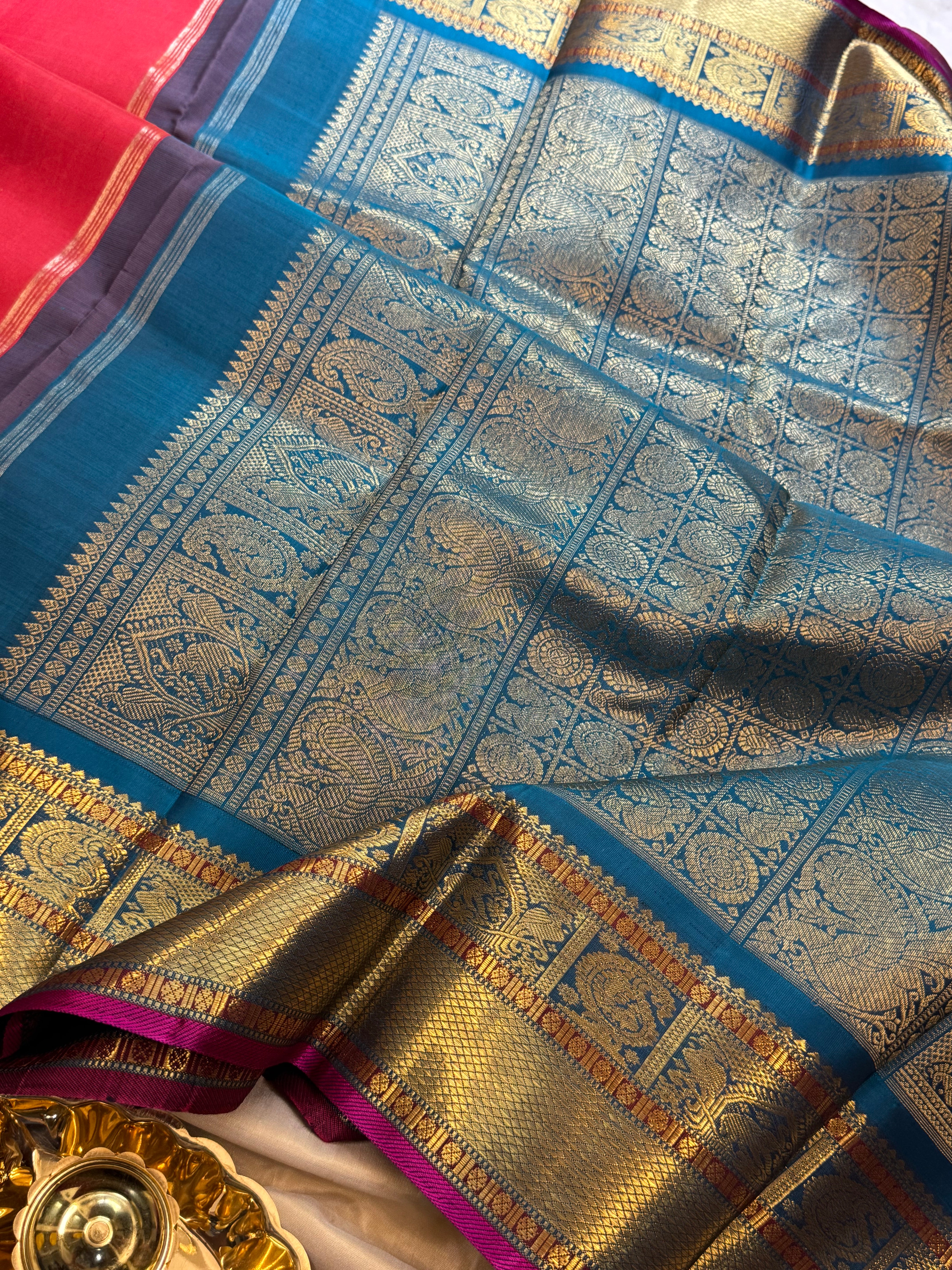 Deep rust korvai : kanjipuram silk